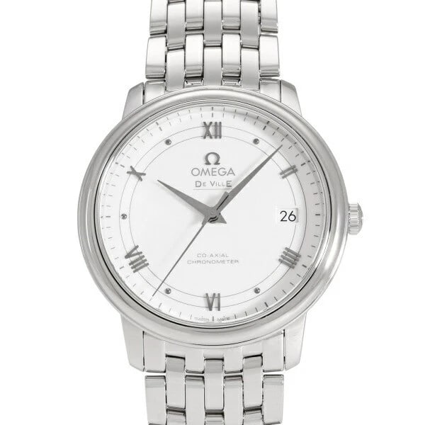 OMEGA DE VILLE WHITE AUTOMATIC WATCH: Omega De Ville White Automatic Watch Brand: OMEGA Type/Style: Wristwatch Material: Band Material Stainless Steel Case Material Stainless Steel Color: Dial Color Dial Color White Size: Case Size 37 mm