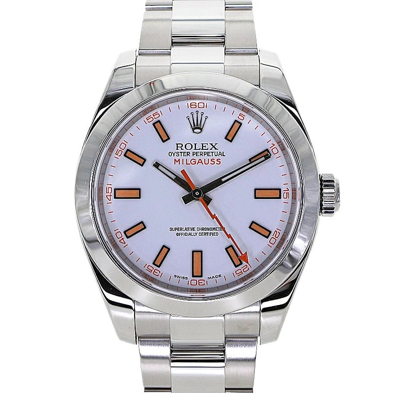 ROLEX MILGAUSS WHITE WATCH: Rolex Milgauss White Watch Brand: ROLEX Type/Style: Wristwatch Material: Case Material N/A Band Material Stainless Steel Color: Dial Color Size: Wrist Size 18.5cm Case Size 40.0mm Accessories: None