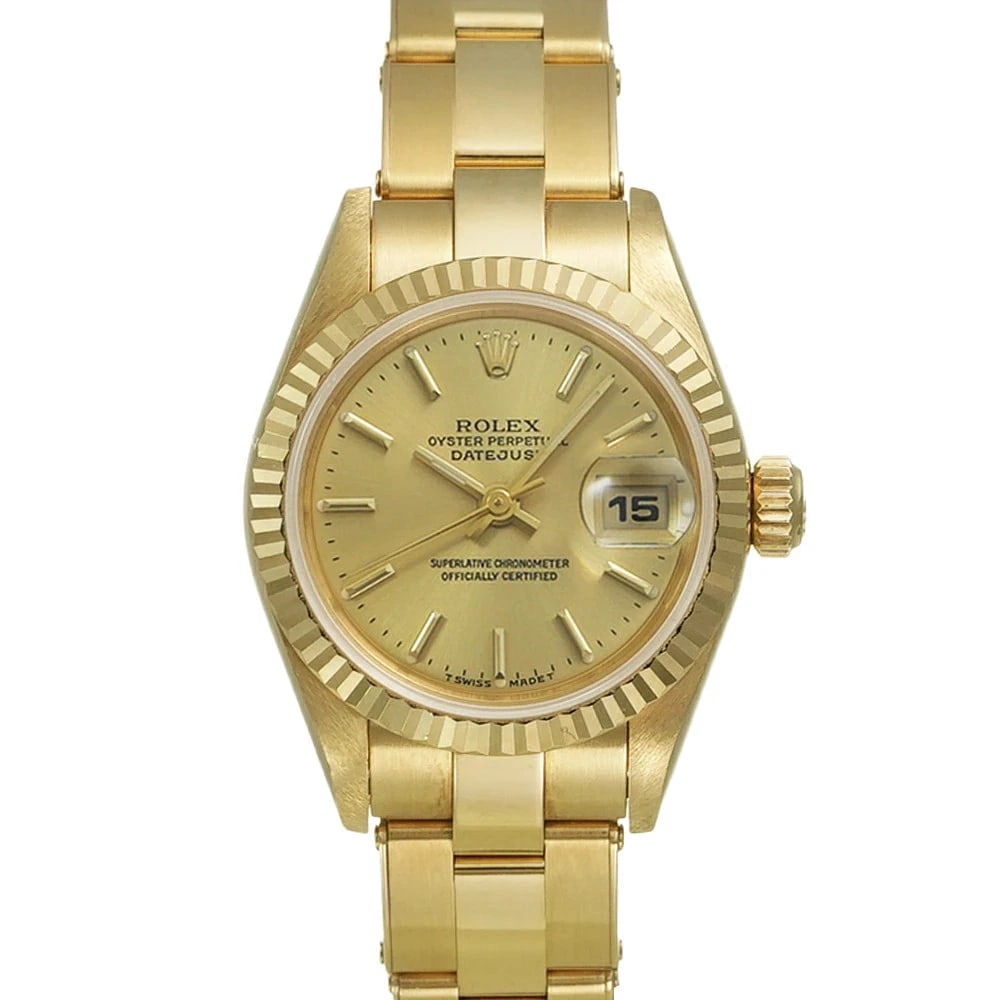 ROLEX DATEJUST GOLD WATCH: Rolex Datejust Gold Watch Brand: ROLEX Type/Style: Wristwatch Material: Band Material 18K Yellow Gold Case Material N/A Color: Dial Color Gold Size: Case Size 26mm x 26mm Accessories: None