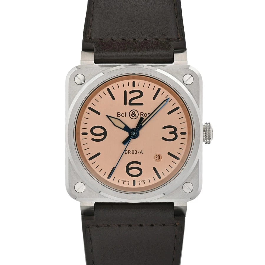BELL & ROSS PINK WATCH: Bell & Ross Pink Watch Brand: BELL & ROSS Type/Style: Wristwatch Material: Band Material Stainless Steel/Leather Belt Case Material N/A Color: Dial Color Pink Size: Case Size 41mm (actual size)