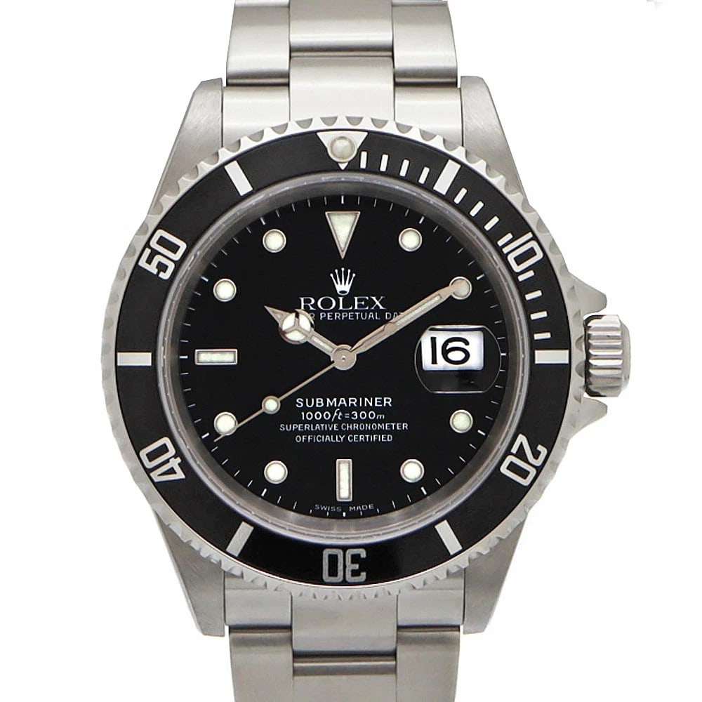 ROLEX SUBMARINER DATE BLACK WATCH: Rolex Submariner Date Black Watch Brand: ROLEX Type/Style: Wristwatch Material: Case Material N/A Band Material N/A Color: Dial Color Black Size: Wrist Size 16.5cm Case Size 40mm Accessories: None