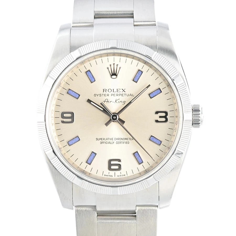 ROLEX AIR KING SILVER WATCH: Rolex Air King Silver Watch Brand: ROLEX Type/Style: Wristwatch Material: Case Material N/A Band Material Stainless Steel Color: Dial Color Size: Wrist Size 17.5cm Case Size 34mm Accessories: None