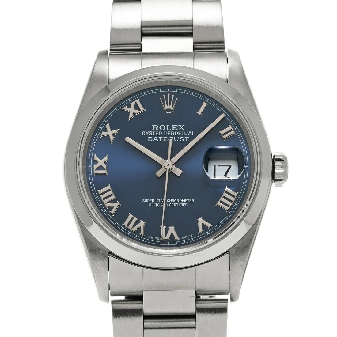 ROLEX DATEJUST BLUE WATCH: Rolex Datejust Blue Watch Brand: ROLEX Type/Style: Wristwatch Material: Band Material Stainless Case Material Sapphire Crystal Color: Dial Color Blue Size: Wrist Size 18cm Case Size 36 x 36 mm