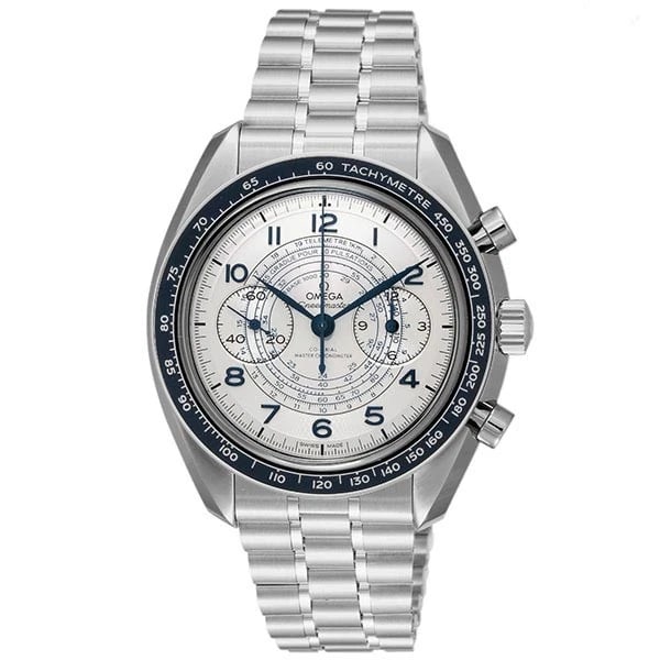 OMEGA SPEEDMASTER CHRONO WATCH: Omega Speedmaster Chrono Watch Brand: OMEGA Type/Style: Wristwatch Material: Band Material Stainless Steel Case Material Stainless Steel Color: Dial Color Dial Color Silver Band Color Silver Case Colo