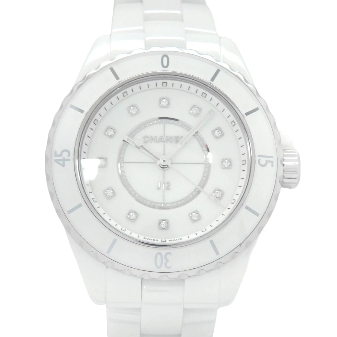 CHANEL J12 WATCH CERAMIC/SS WATCH: Chanel J12 Watch Ceramic/Ss Watch Brand: CHANEL Type/Style: Wristwatch Material: Band Material Ceramic/Ss Case Material N/A Color: Dial Color NONE Size: Wrist Size 17cm Case Size 33mm Accessories: