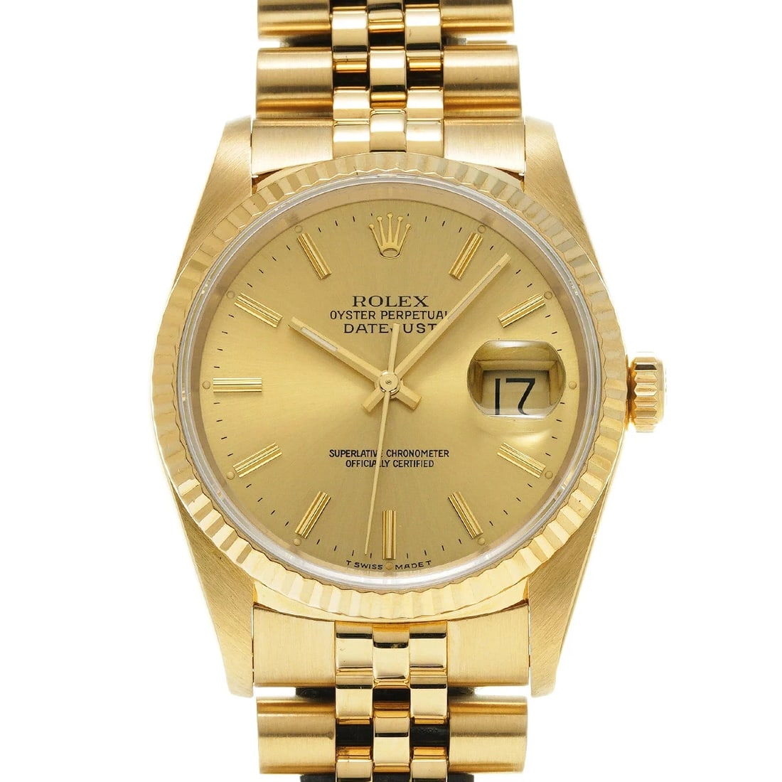 ROLEX DATEJUST WATCH: Rolex Datejust Watch Brand: ROLEX Type/Style: Wristwatch Material: Band Material Yellow Gold Case Material Sapphire Crystal Color: Dial Color NONE Size: Wrist Size 19cm Case Size 36 x 36 mm Access