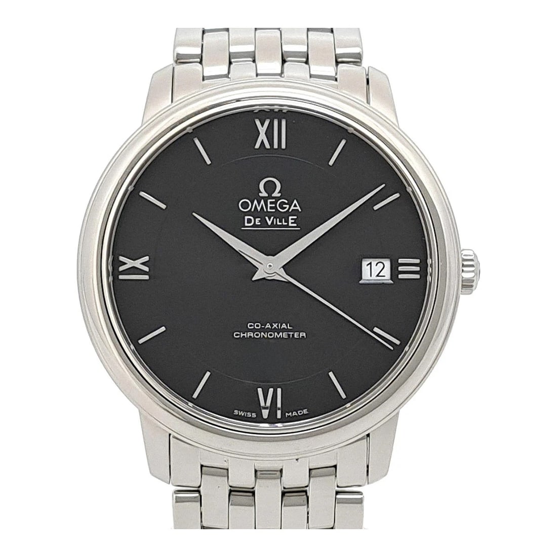 OMEGA BLACK WATCH: Omega Black Watch Brand: OMEGA Type/Style: Wristwatch Material: Case Material N/A Band Material Stainless Steel Color: Dial Color Black Size: Wrist Size 16cm Case Size 37mm Accessories: None