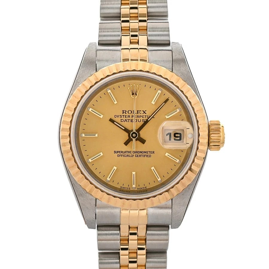 ROLEX DATEJUST YELLOW WATCH: Rolex Datejust Yellow Watch Brand: ROLEX Type/Style: Wristwatch Material: Band Material Stainless Steel/Yellow Gold/ Case Material N/A Color: Dial Color Yellow Size: Wrist Size 16.5cm Case Size 26mm