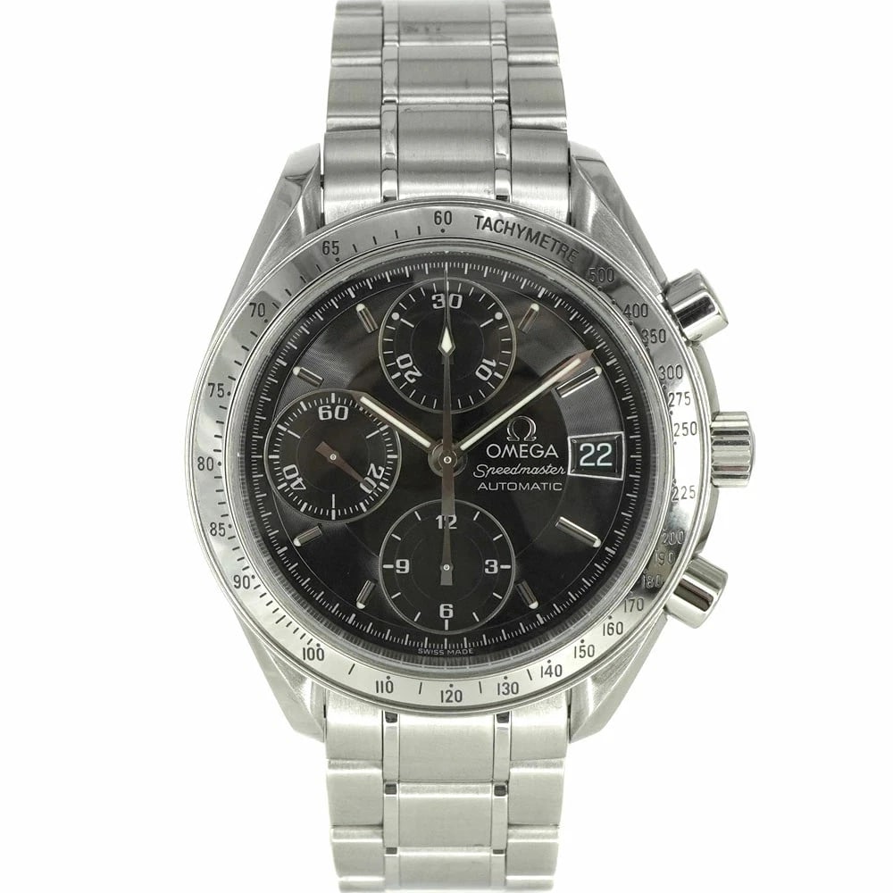 OMEGA SPEEDMASTER BLACK WATCH: Omega Speedmaster Black Watch Brand: OMEGA Type/Style: Wristwatch Material: Case Material N/A Band Material N/A Color: Dial Color Black Size: Wrist Size 16.0cm Case Size 39mm Accessories: None