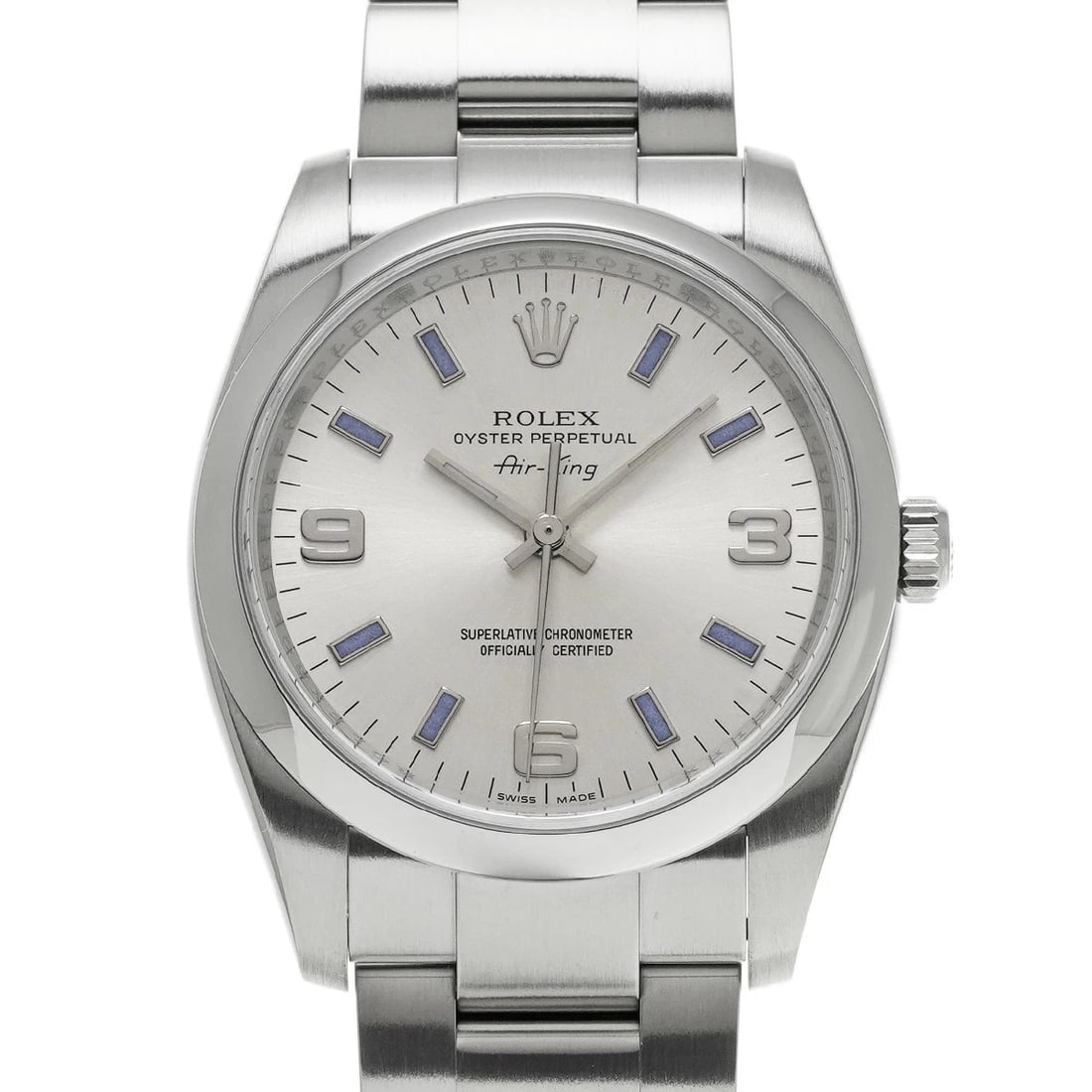 ROLEX AIR KING SILVER WATCH: Rolex Air King Silver Watch Brand: ROLEX Type/Style: Wristwatch Material: Band Material Stainless Case Material Sapphire Crystal Color: Dial Color Silver Size: Wrist Size 18cm Case Size 34 x 34 mm