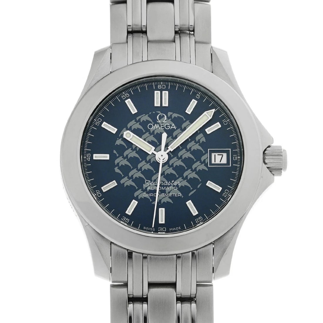 OMEGA SEAMASTER JACQUES MAYOL BLUE WATCH: Omega Seamaster Jacques Mayol Blue Watch Brand: OMEGA Type/Style: Wristwatch Material: Band Material Stainless Case Material Sapphire Crystal Color: Dial Color Blue Size: Wrist Size 19.5cm Case Size