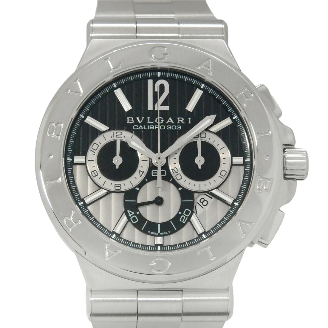 BVLGARI DIAGONO CALIBRO WATCH: Bvlgari Diagono Calibro Watch Brand: BVLGARI Type/Style: Wristwatch Material: Case Material N/A Band Material Stainless Steel Color: Dial Color NONE Size: Wrist Size 20cm Case Size 42mm Accessorie