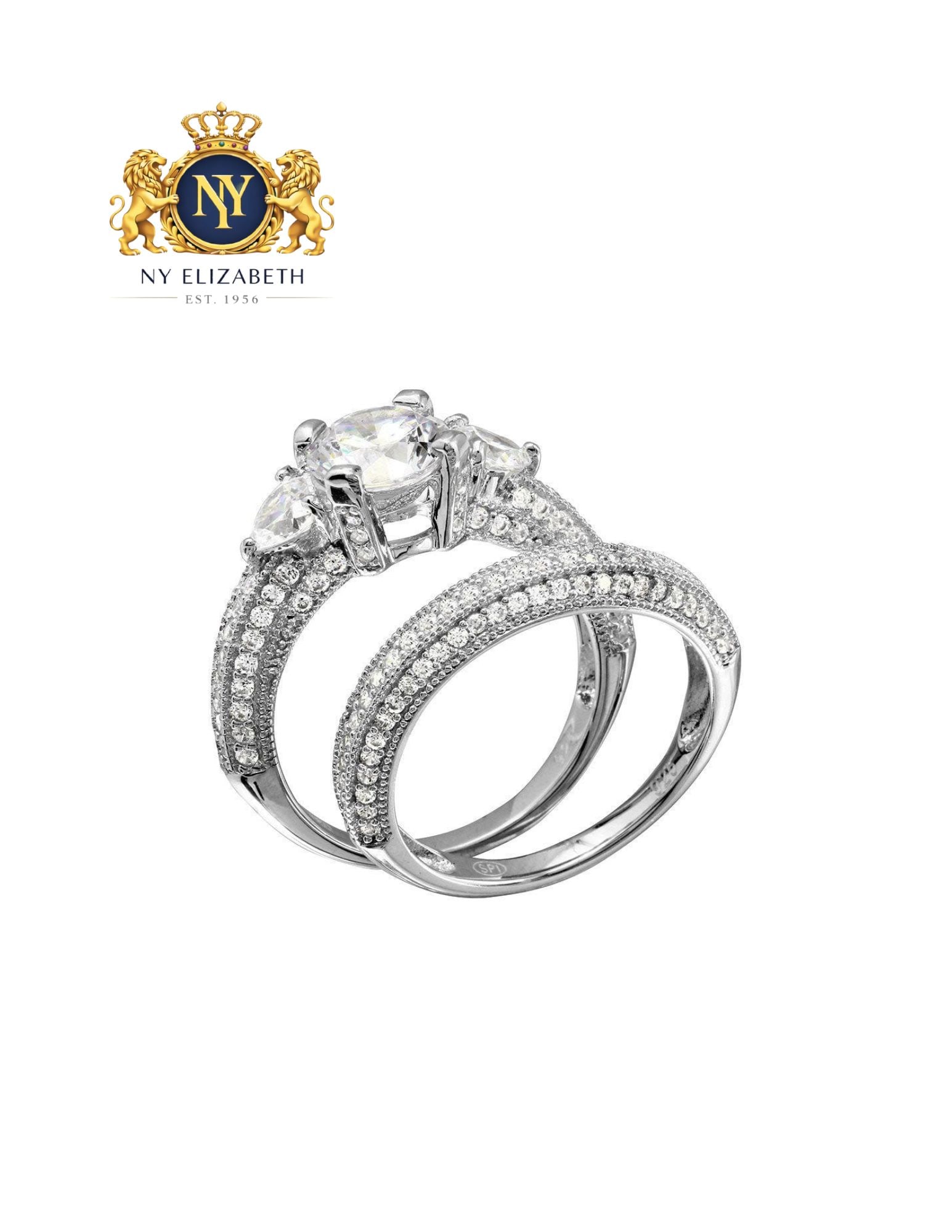 RHODIUM PLATED 925 STERLING SILVER BRIDAL RING: Rhodium Plated 925 Sterling Silver Bridal CZ Ring Metal: 925 Sterling Silver Plating: Nickel Free Rhodium Plated Stone: Cubic Zirconia Stones Ring Size:: 9 US Accessories: None Notice: When purchas