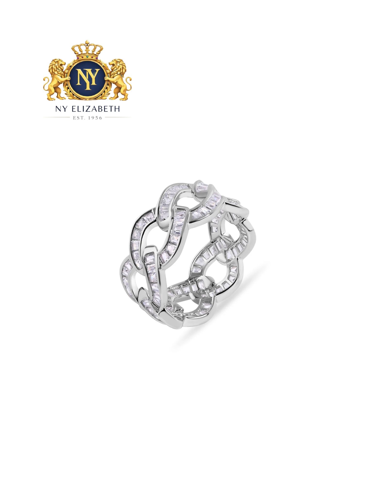 RHODIUM PLATED 925 STERLING SILVER CURB CLEAR RING: Rhodium Plated 925 Sterling Silver Curb Clear CZ Ring Metal: 925 Sterling Silver Plating: Rhodium Plated Stone: Clear CZ Stones Ring Size:: 9 US Accessories: None Notice: When purchasing pre-owned