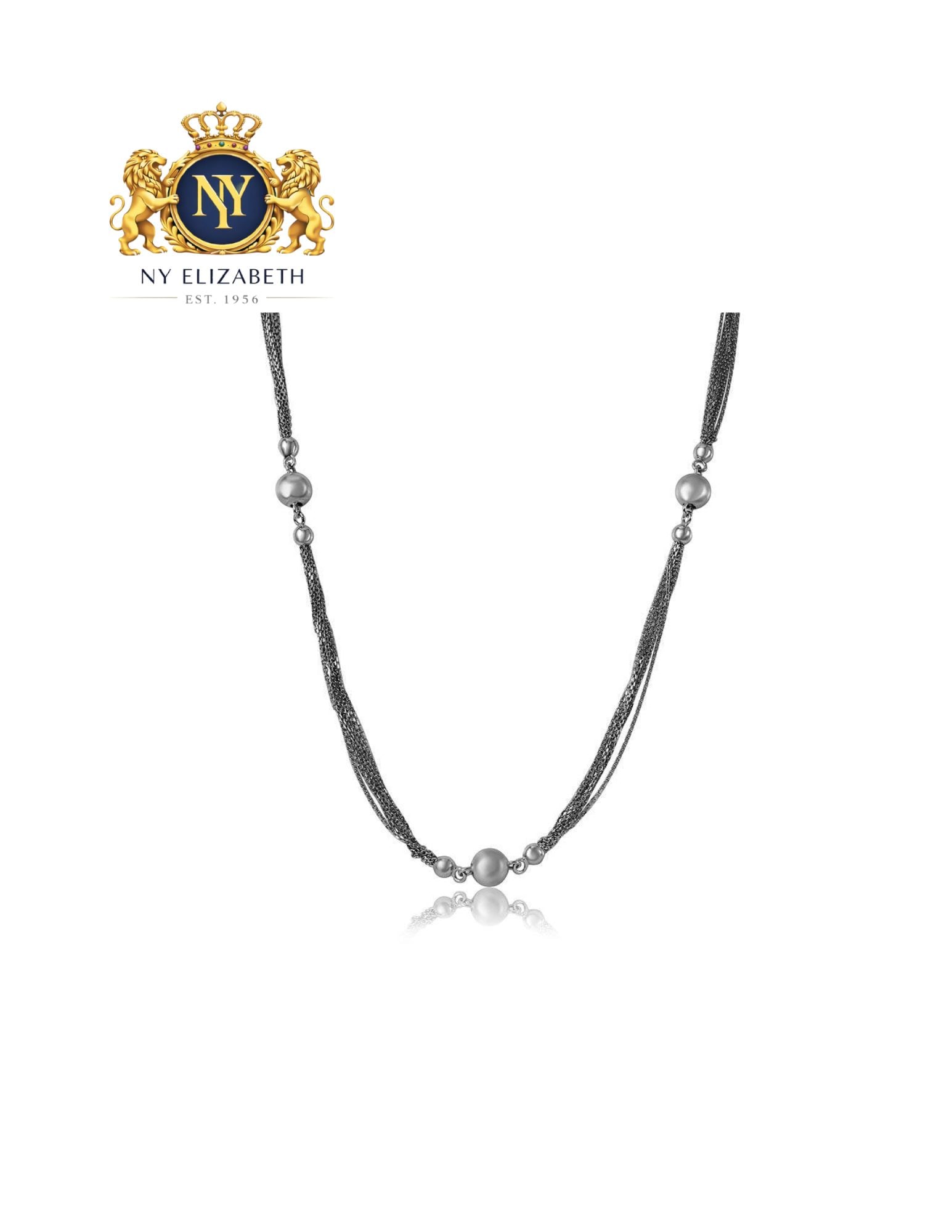 SILVER 925 RHODIUM PLATED MULTI STRANDS CHAIN WITH BEADS NECKLACE (1 of 3)