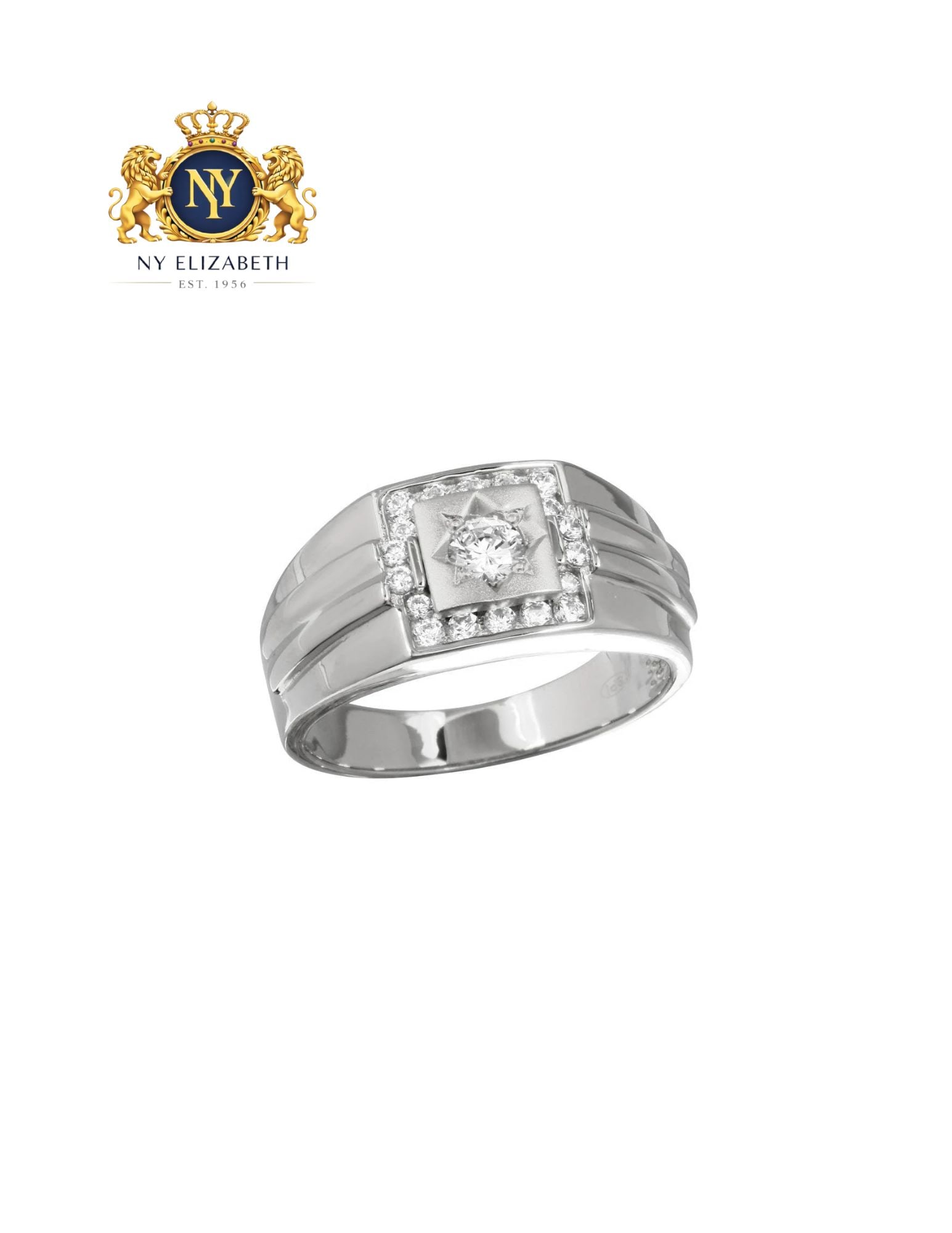 RHODIUM PLATED 925 STERLING SILVER MEN'S SQUARE RING WITH CZ: Rhodium Plated 925 Sterling Silver Men's Square Ring with CZ Metal: 926 Sterling Silver Plating: Nickel Free Rhodium Plated Stone: Cubic Zirconia Stones Ring Size:: 10 US Accessories: None Notice: