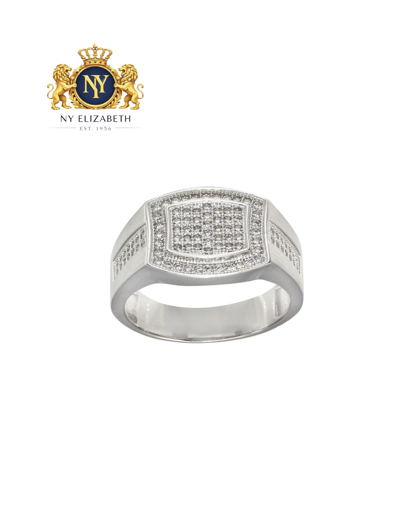 RHODIUM PLATED 925 STERLING SILVER MEN'S SHAPE RING: Rhodium Plated 925 Sterling Silver Men's Shape CZ Ring Metal: 925 Sterling Silver Plating: Nickel Free Rhodium Plated Stone: Cubic Zirconia Stones Ring Size:: 9 US Accessories: None Notice: When pu