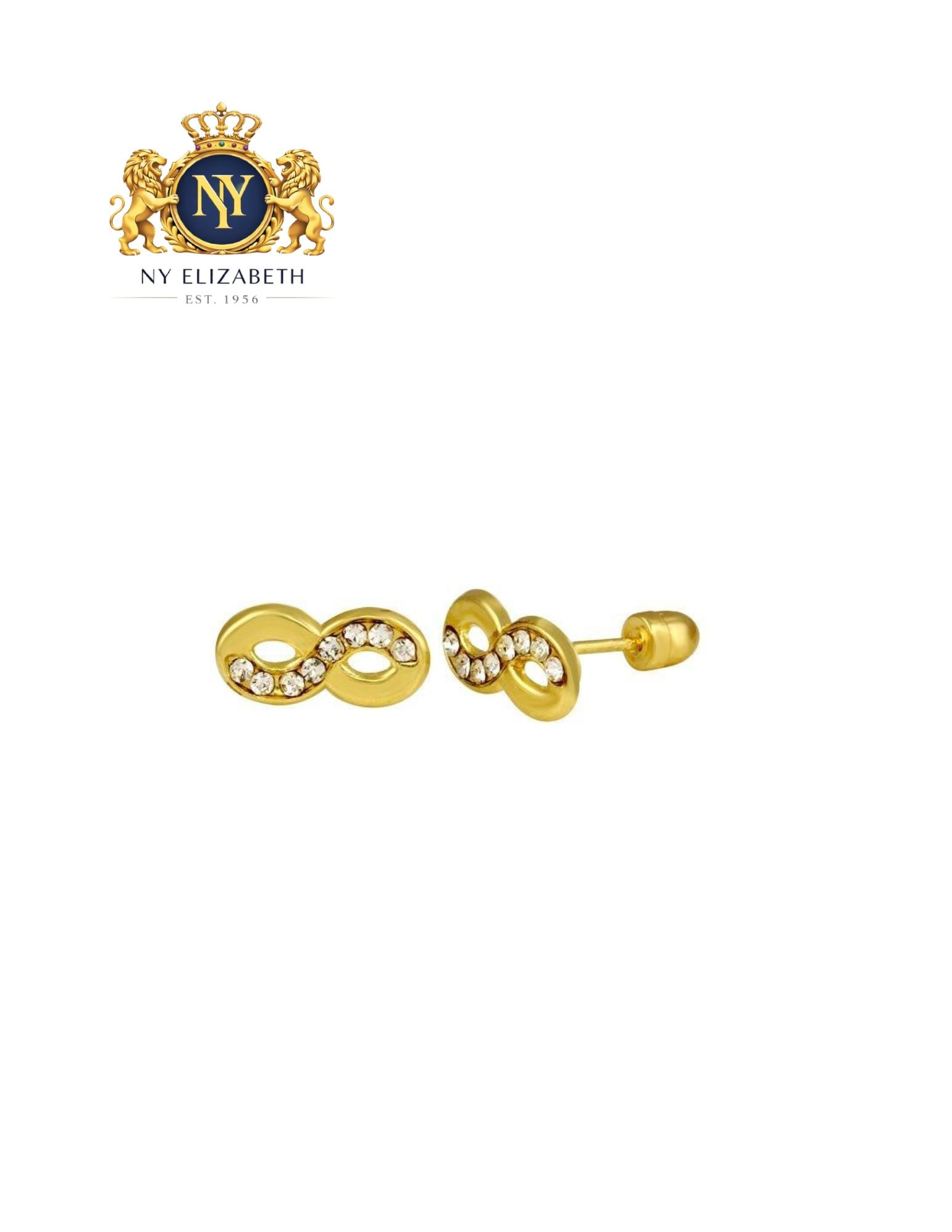 14 KARAT YELLOW GOLD INFINITY SCREW BACK STUD EARRING: 14 Karat Yellow Gold Infinity CZ Screw Back Stud Earring Metal: 14 Karat Gold Stone: Clear CZ Stones Dimensions: 9.6mm x 4.5mm Length: None Accessories: None Notice: When purchasing pre-owned goods