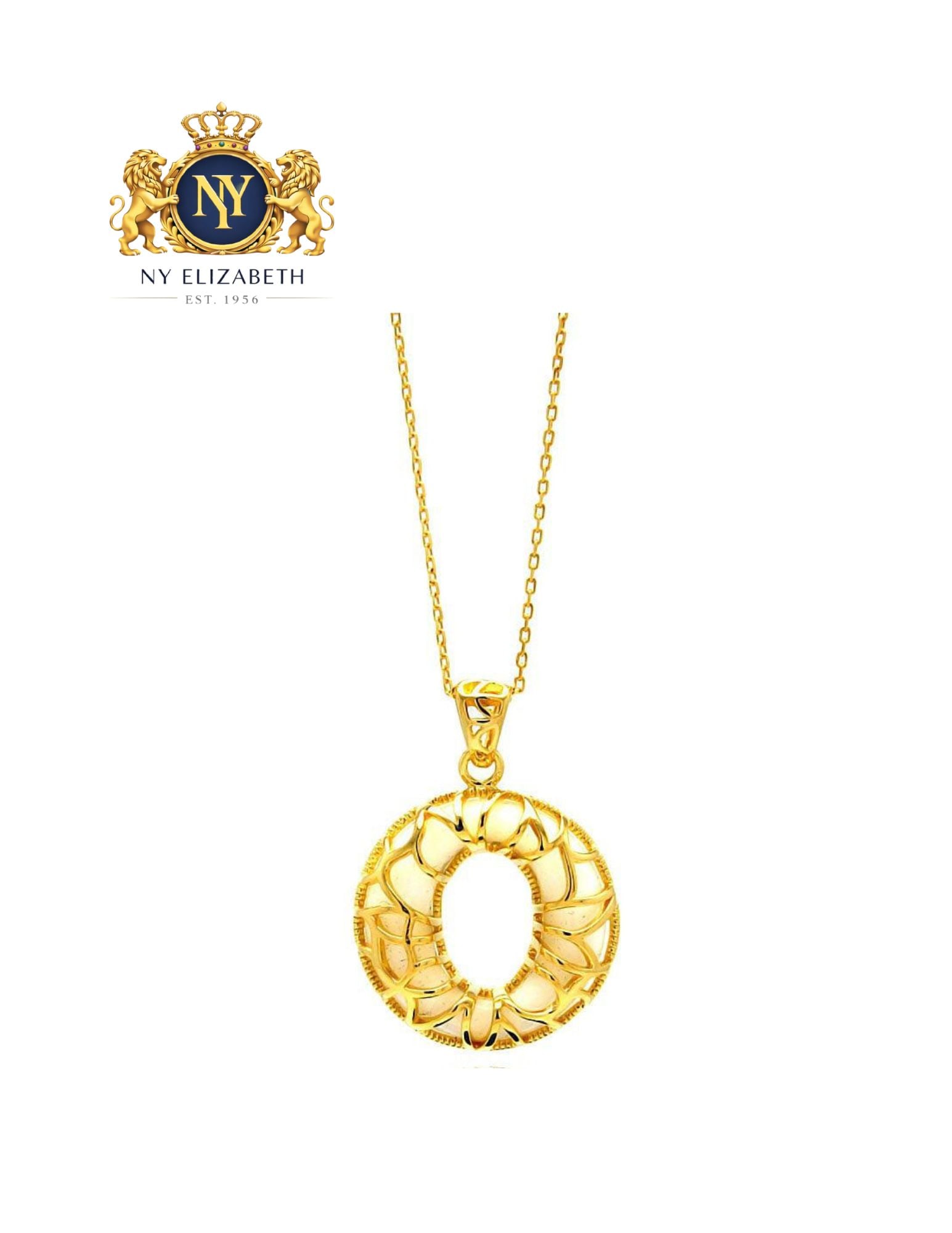 SILVER 925 GOLD PLATED OPEN O FILIGREE WHITE NECKLACE: Silver 925 Gold Plated Open O Filigree CZ White Necklace Metal: 925 Sterling Silver Plating: Nickel Free Gold Plated Stone: CZ & White Onyx Dimensions: 34mm x 24mm Length: 16 + 2 inch Extension Ac