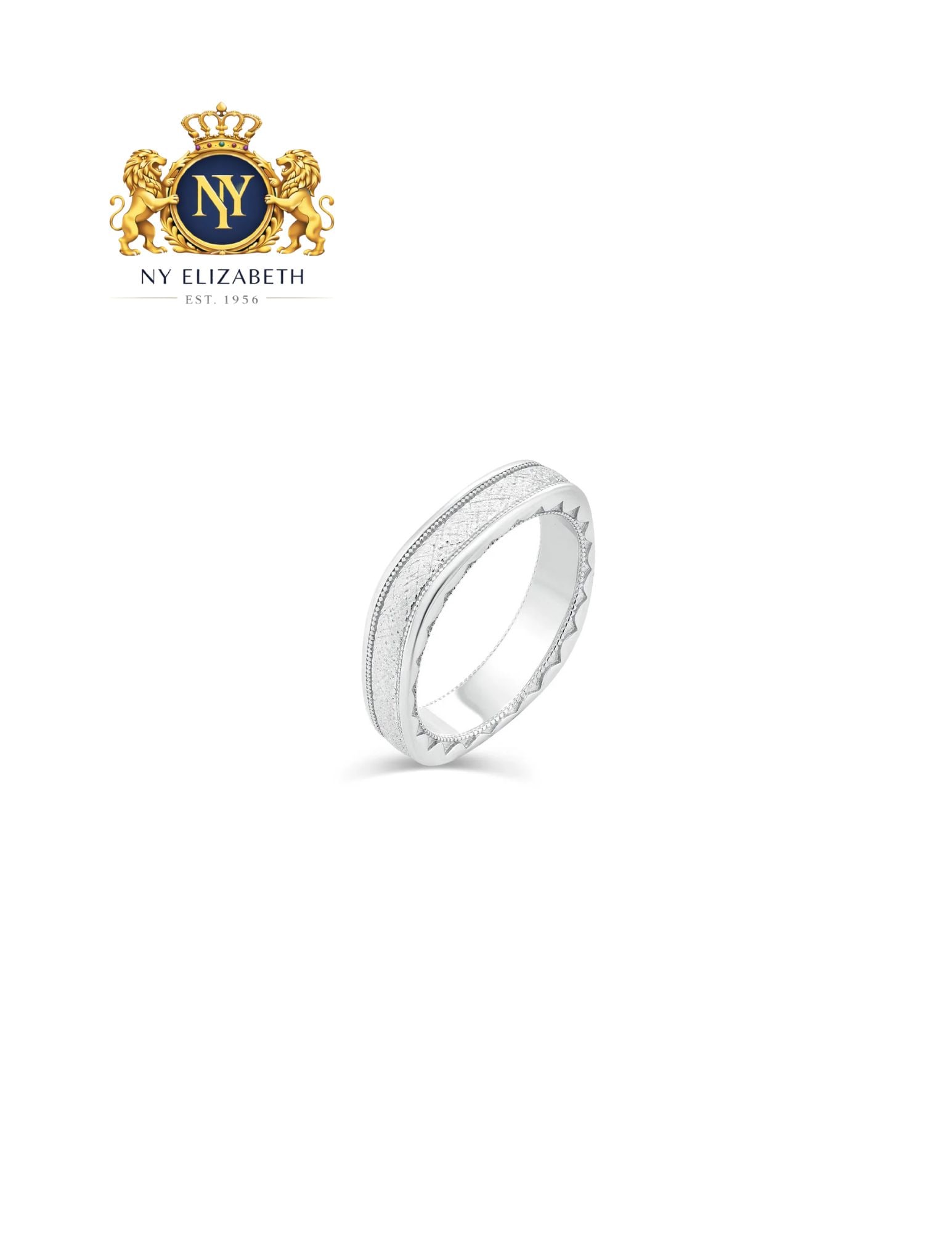 RHODIUM PLATED 925 STERLING SILVER MEN'S TEXTURED EDGE RING: Rhodium Plated 925 Sterling Silver Men's Textured Edge Ring Metal: 925 Sterling Silver Plating: Rhodium Plated Ring Size:: 8 US Accessories: None Notice: When purchasing pre-owned goods, please refer 