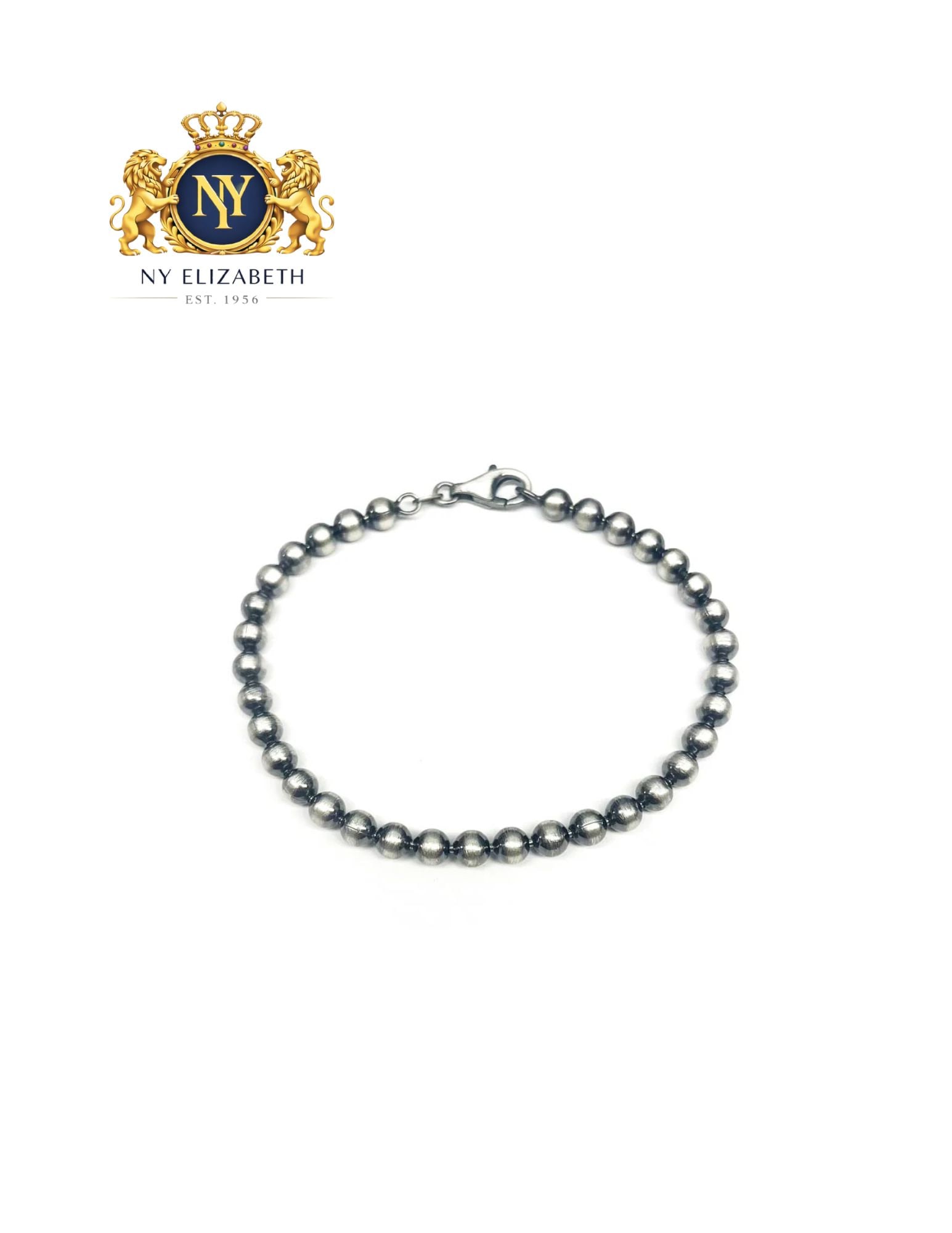 925 STERLING GUN METAL FINISH BEAD BRACELET: 925 Sterling Gun Metal Finish Bead Bracelet Metal: 925 Sterling Silver Plating: Gun Metal Finish Weight: 15.1 grams Length: 8Inches Accessories: None Notice: When purchasing pre-owned goods, please