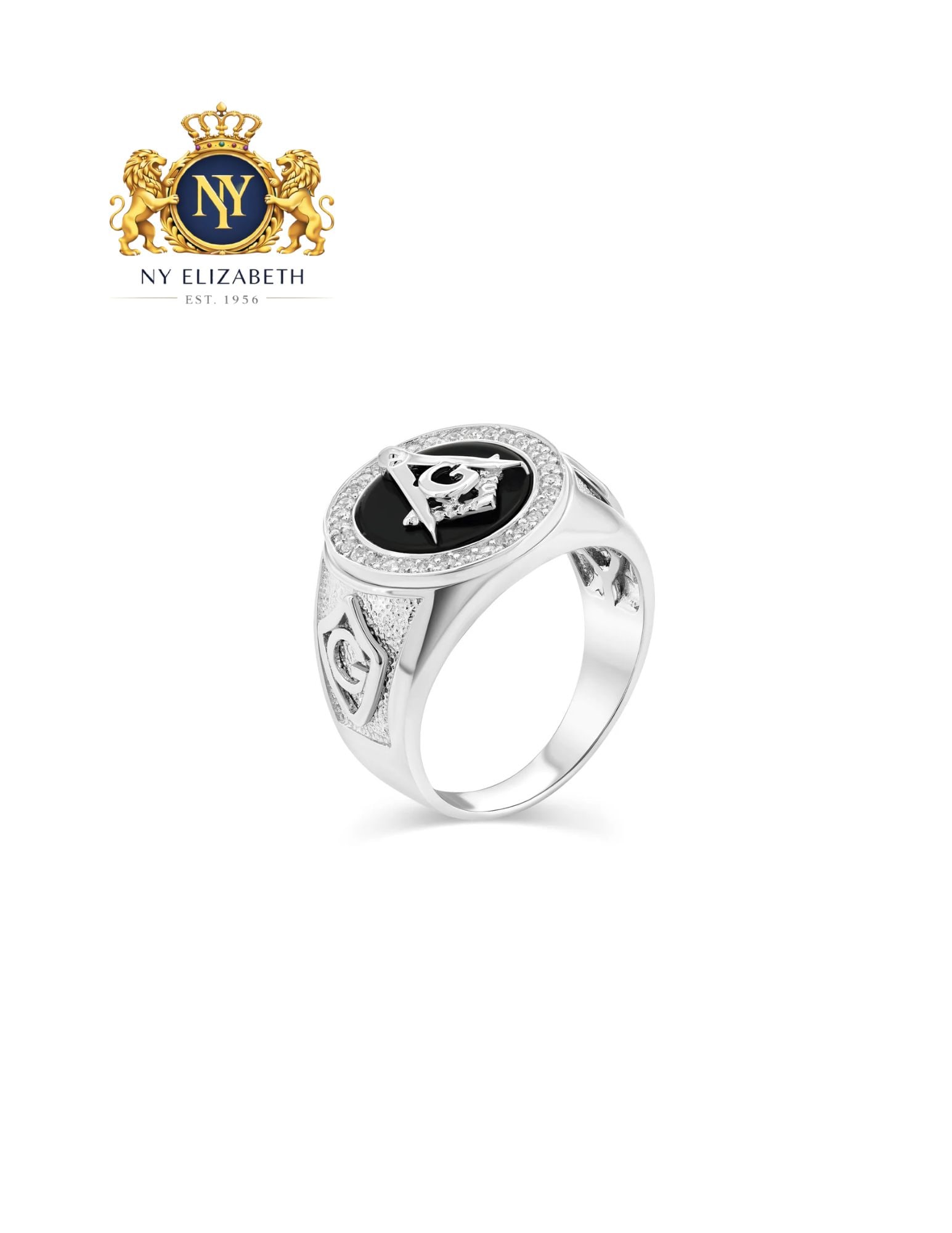 RHODIUM PLATED 925 STERLING SILVER MEN'S BLACK ONYX CLEAR RING: Rhodium Plated 925 Sterling Silver Men's Black Onyx Clear CZ Ring Metal: 925 Sterling Silver Plating: Nickel Free Rhodium Plated Stone: 1 Onyx | 33 Clear Ring Size:: 11 US Accessories: None Notice: