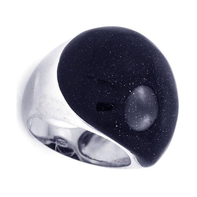 CLEARANCE-SILVER 925 RHODIUM PLATED BLACK QUARTZ DOME RING (1 of 3)