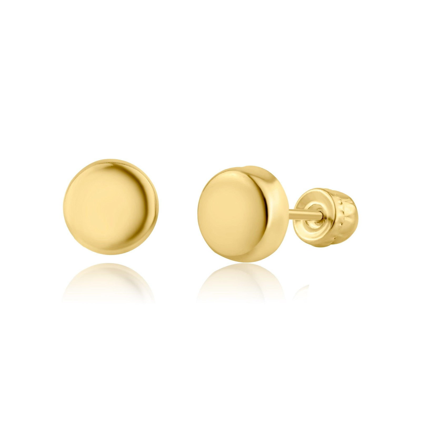 14 KARAT YELLOW GOLD CIRCULAR SCREW BACK EARRING: 14 Karat Yellow Gold Circular Screw Back Earring Metal: 14 Karat Gold Dimensions: 4.5mm Length: None Accessories: None Notice: When purchasing pre-owned goods, please refer to the photos of the items 