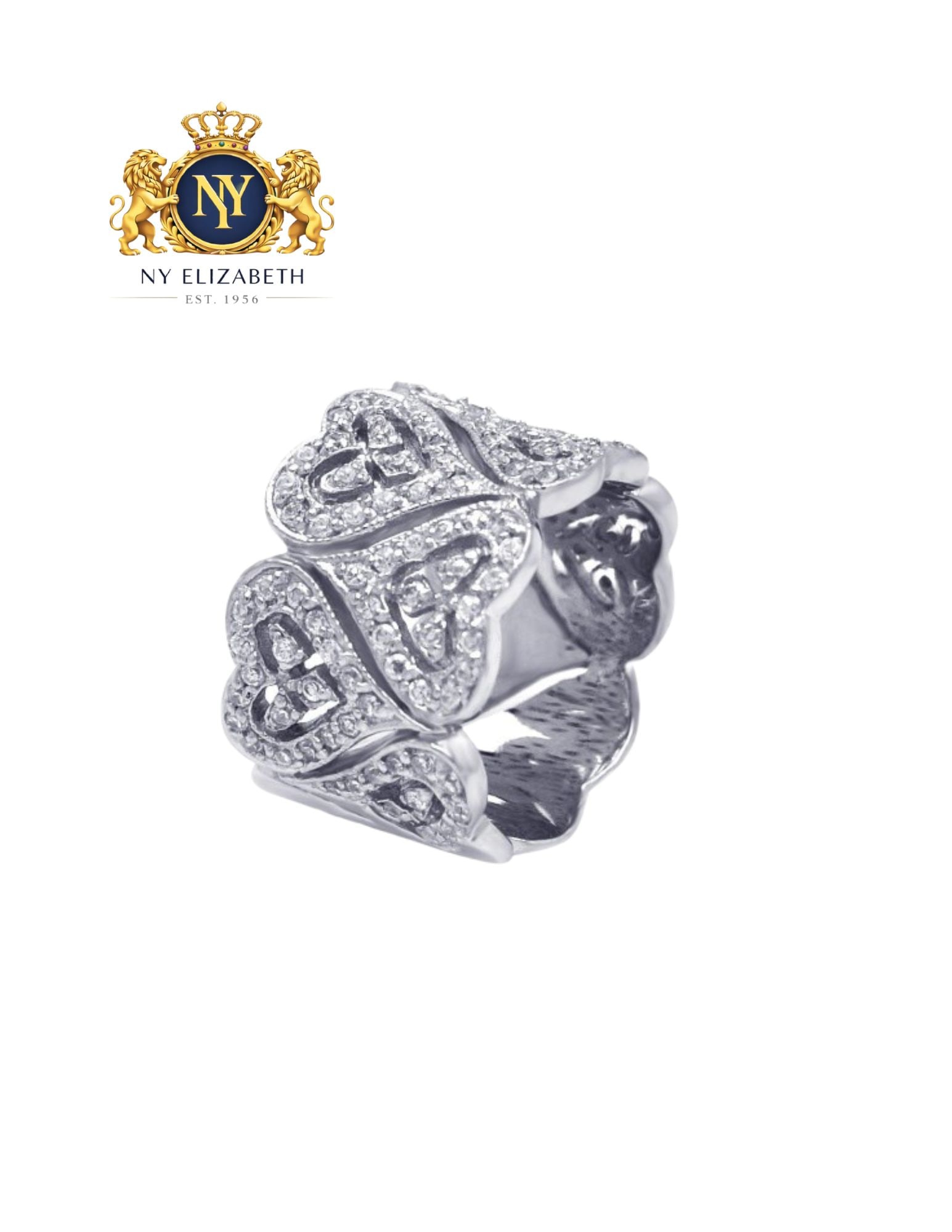 SILVER 925 RHODIUM PLATED HEART WRAP ETERNITY RING: Silver 925 Rhodium Plated CZ Heart Wrap Eternity Ring Metal: 925 Sterling Silver Plating: Nickel Free Rhodium Plated Stone: Clear CZ Stones Ring Size:: 8 US Accessories: None Notice: When purchasin