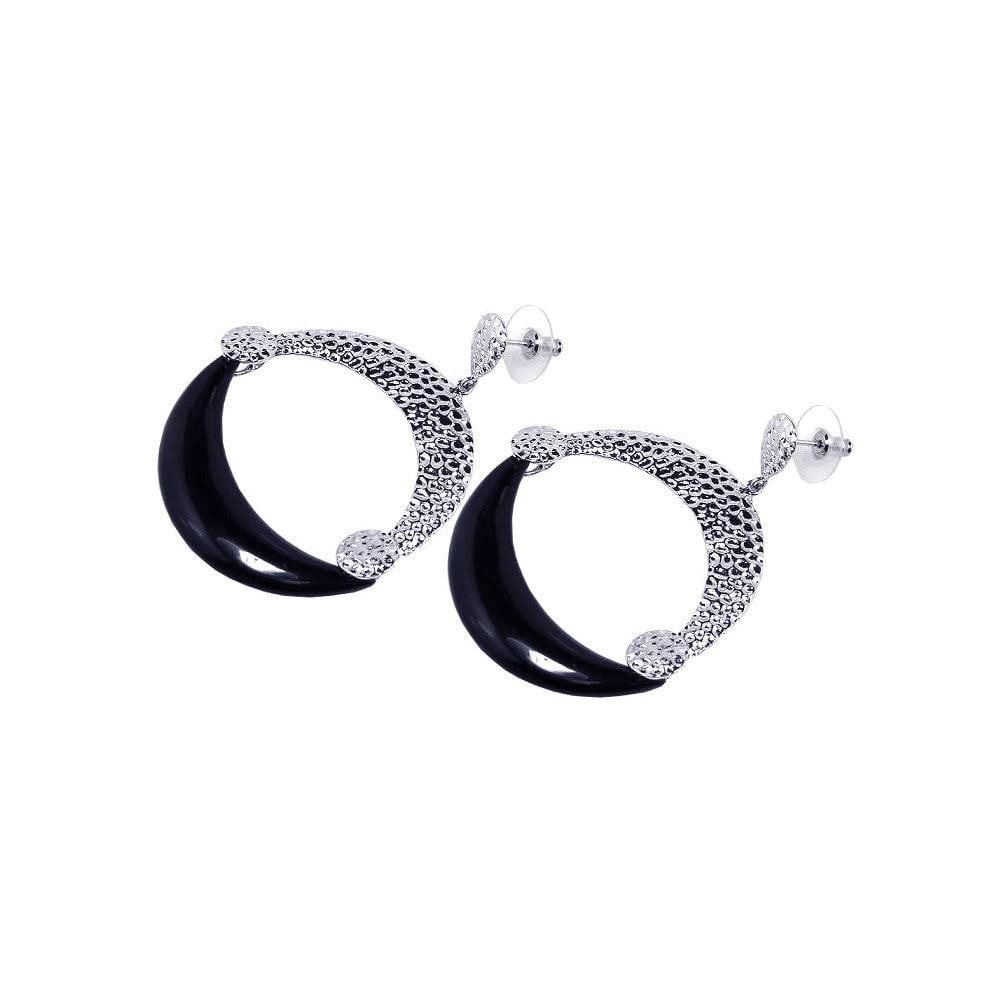 CLEARANCE-SILVER 925 RHODIUM PLATED BLACK AND CLEAR EARRINGS: Clearance-Silver 925 Rhodium Plated Black and Clear CZ Earrings Metal: 925 Sterling Silver Plating: Nickel Free Rhodium Plated Stone: Clear CZ Stone Length: None Accessories: None Notice: When purc
