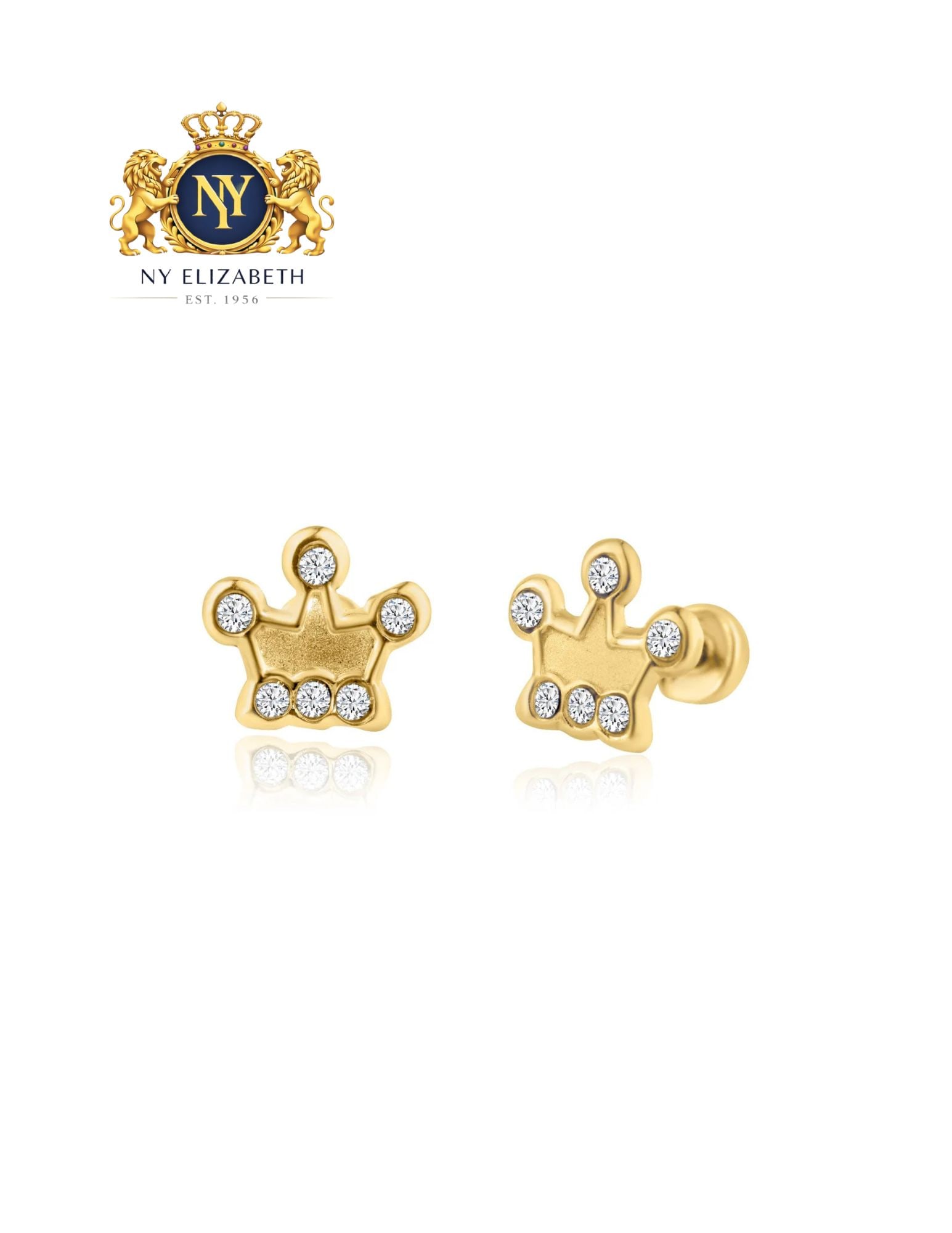 14 KARAT YELLOW GOLD CROWN SCREW BACK EARRING: 14 Karat Yellow Gold CZ Crown Screw Back Earring Metal: 14 Karat Gold Dimensions: 5.8 x 6.6mm Length: None Accessories: None Notice: When purchasing pre-owned goods, please refer to the photos of the 