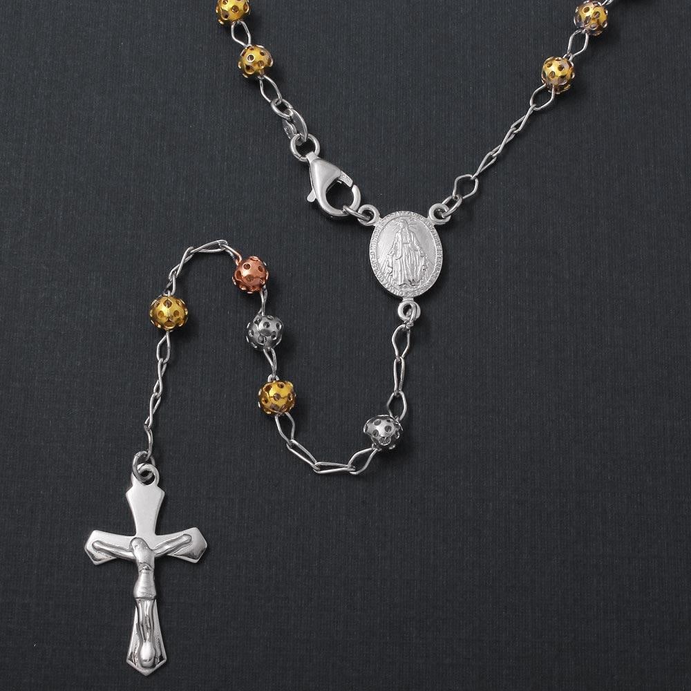 SILVER 925 HIGH POLISHED 3 TONED FILIGREE ROSARY (1 of 1)