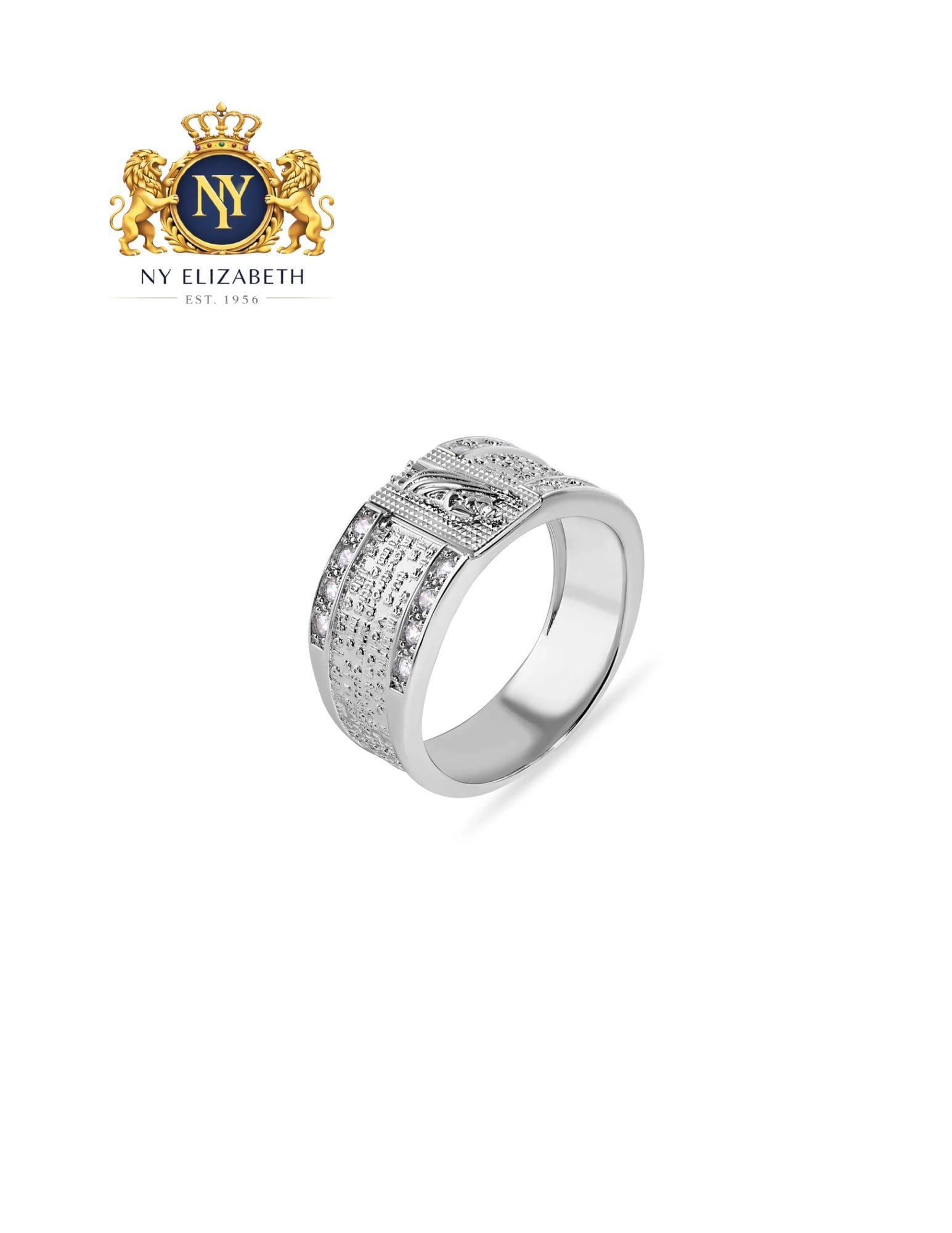 RHODIUM PLATED 925 STERLING SILVER PRAYER CLEAR RING: Rhodium Plated 925 Sterling Silver Prayer Clear CZ Ring Metal: 925 Sterling Silver Plating: Rhodium Plated Ring Size:: 11 US Accessories: None Notice: When purchasing pre-owned goods, please refer to 