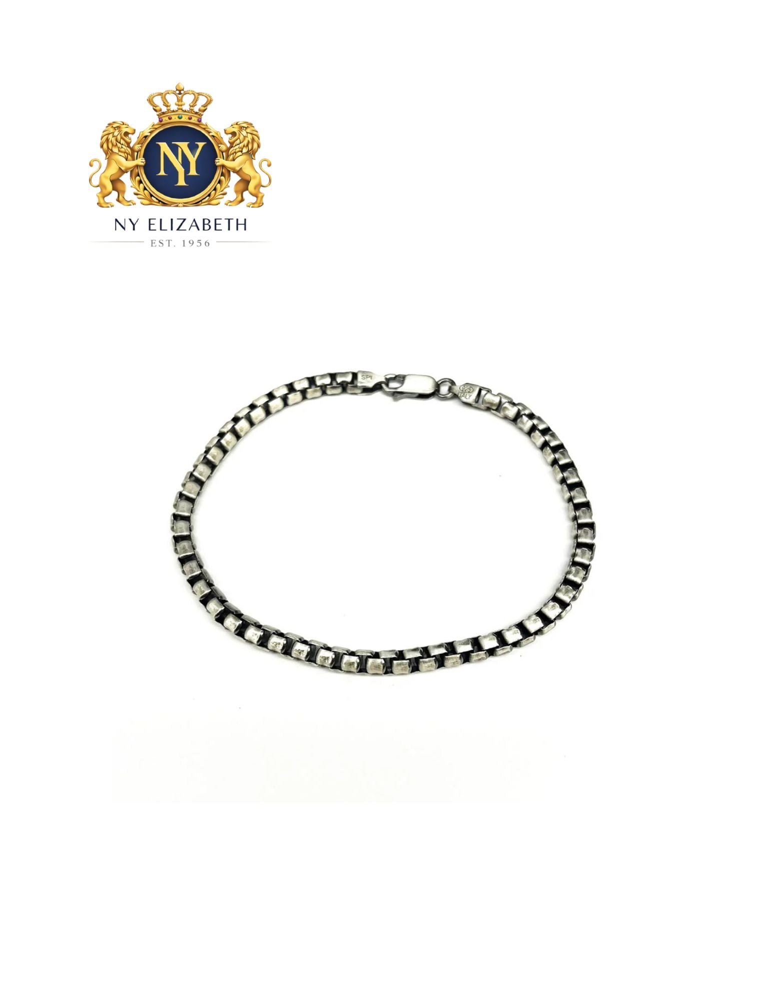 925 STERLING GUN METAL PLATED ROUND BOX LINK BRACELET: 925 Sterling Gun Metal Plated Round Box Link Bracelet Metal: 925 Sterling Silver Plating: Gun Metal Weight: 14.1 grams Length: 8Inches Accessories: None Notice: When purchasing pre-owned goods,