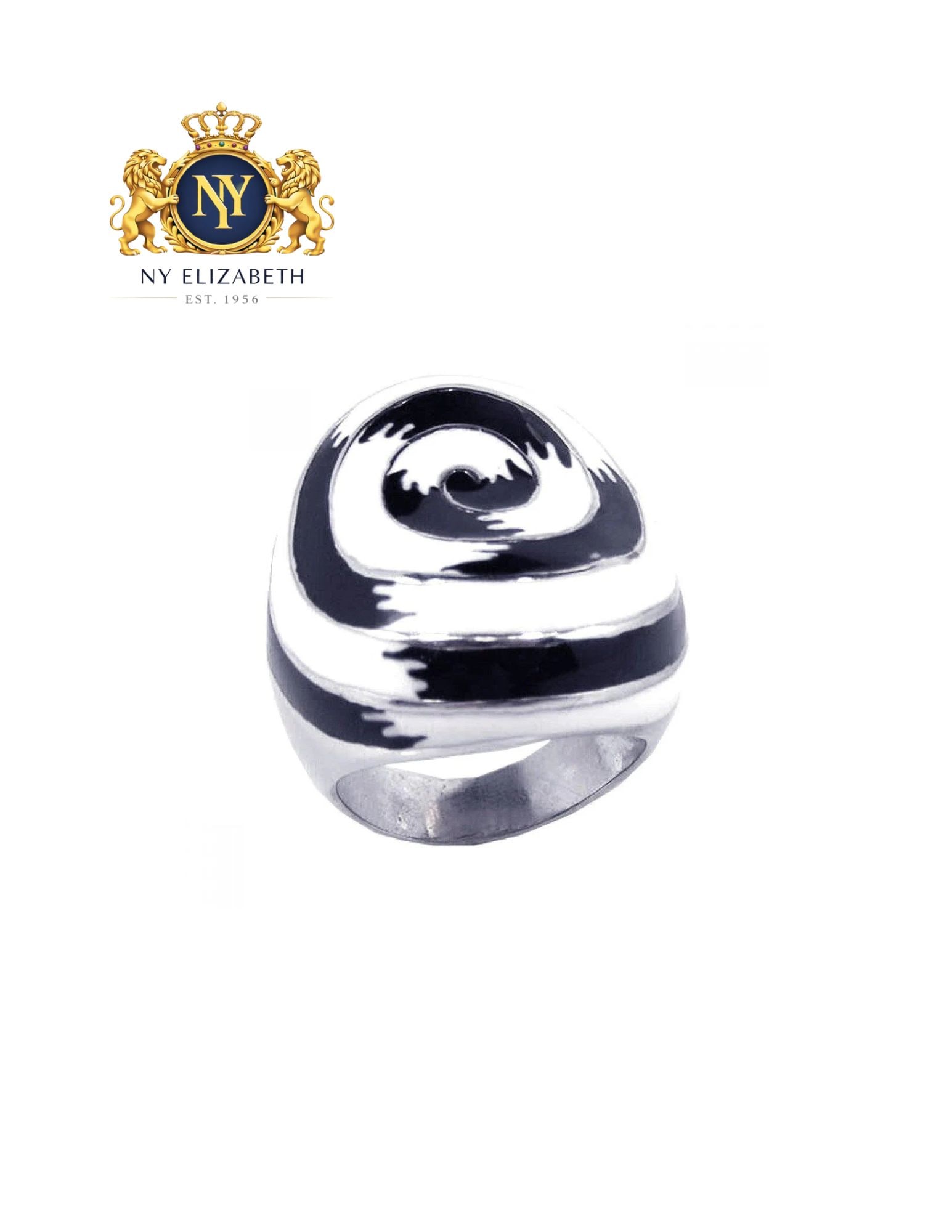 CLEARANCE-SILVER 925 RHODIUM PLATED BLACK AND WHITE ENAMEL RING: Clearance-Silver 925 Rhodium Plated Black and White Enamel Ring Metal: 925 Sterling Silver Plating: Nickel Free Rhodium Plated with Black and White Enamel Ring Size:: 7 US Accessories: None Notice: Wh