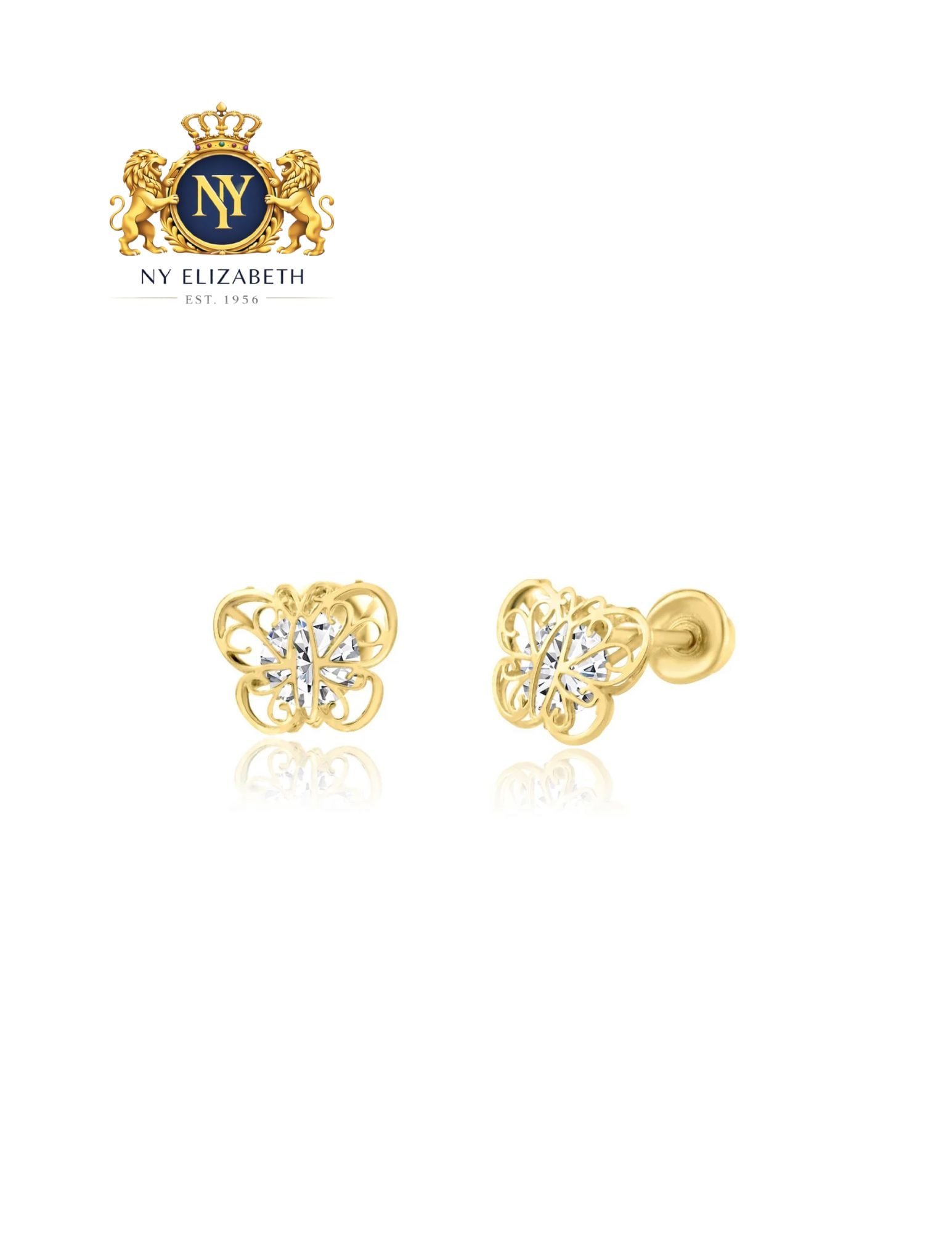 14 KARAT YELLOW GOLD BUTTERFLY SCREW BACK EARRING: 14 Karat Yellow Gold CZ Butterfly Screw Back Earring Metal: 14 Karat Gold Dimensions: 4.2mm x 5.1mm Length: None Accessories: None Notice: When purchasing pre-owned goods, please refer to the photos o