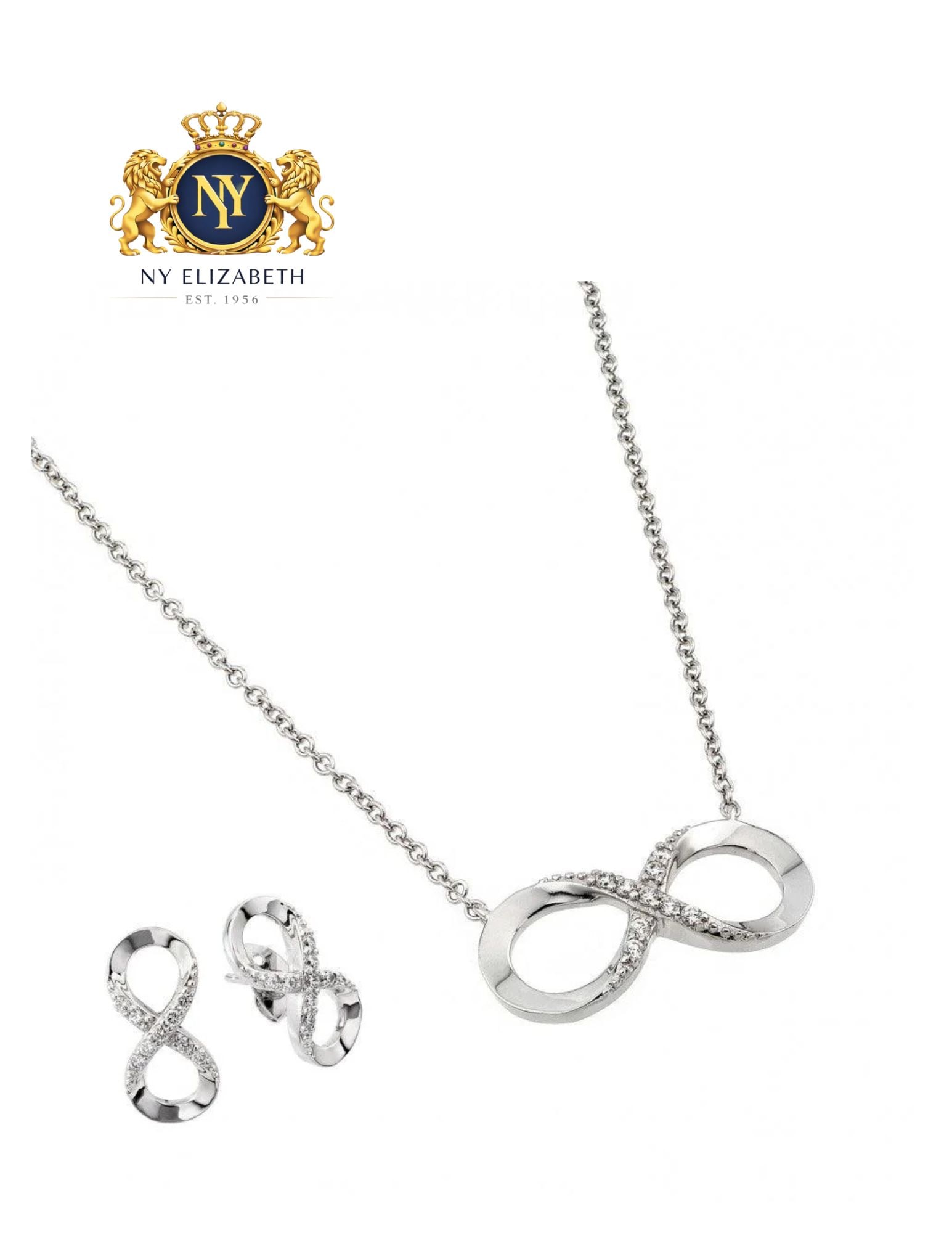 SILVER 925 RHODIUM PLATED CLEAR EARRING AND NECKLACE SET (1 of 4)
