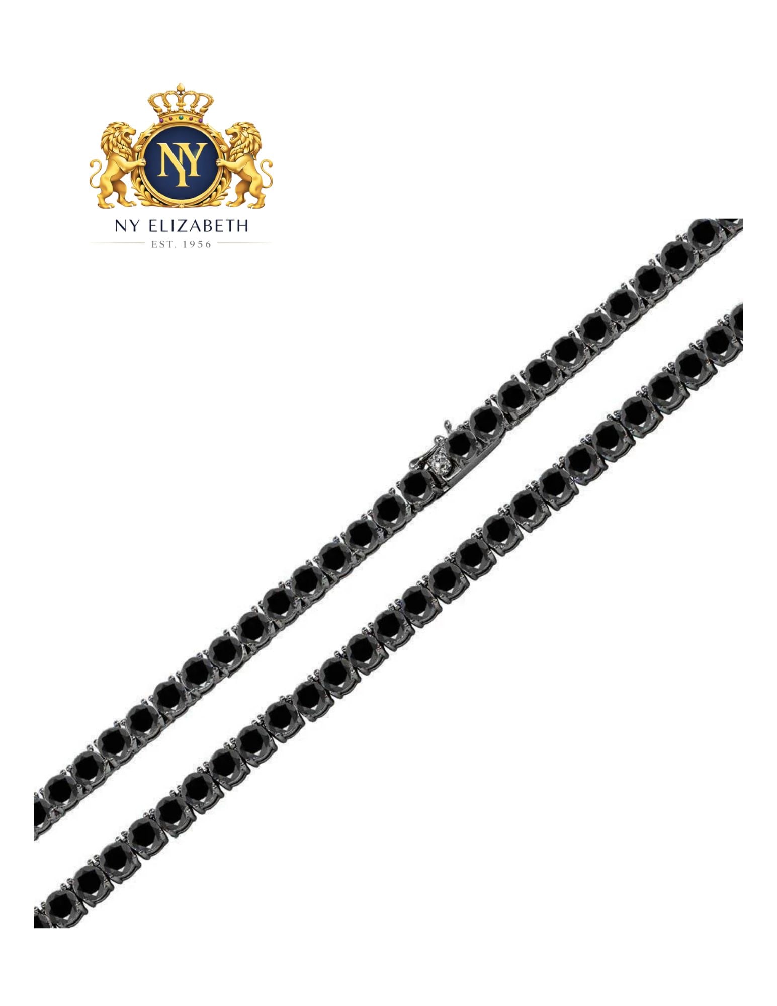 925 STERLING SILVER BLK RHODIUM PLATED ROUND BLK TENNIS NECKLACE (1 of 3)