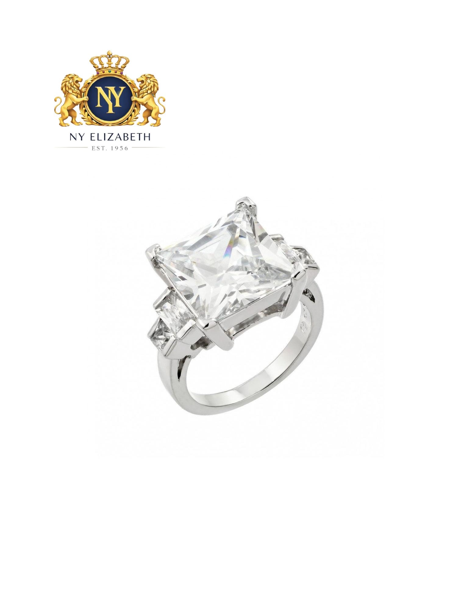 SILVER 925 RHODIUM PLATED LARGE CLEAR SQUARE RING: Silver 925 Rhodium Plated Large Clear Square CZ Ring Metal: 925 Sterling Silver Plating: Nickel Free Rhodium Plated Stone: CZ Stones Ring Size:: 5 US Accessories: None Notice: When purchasing pre-o