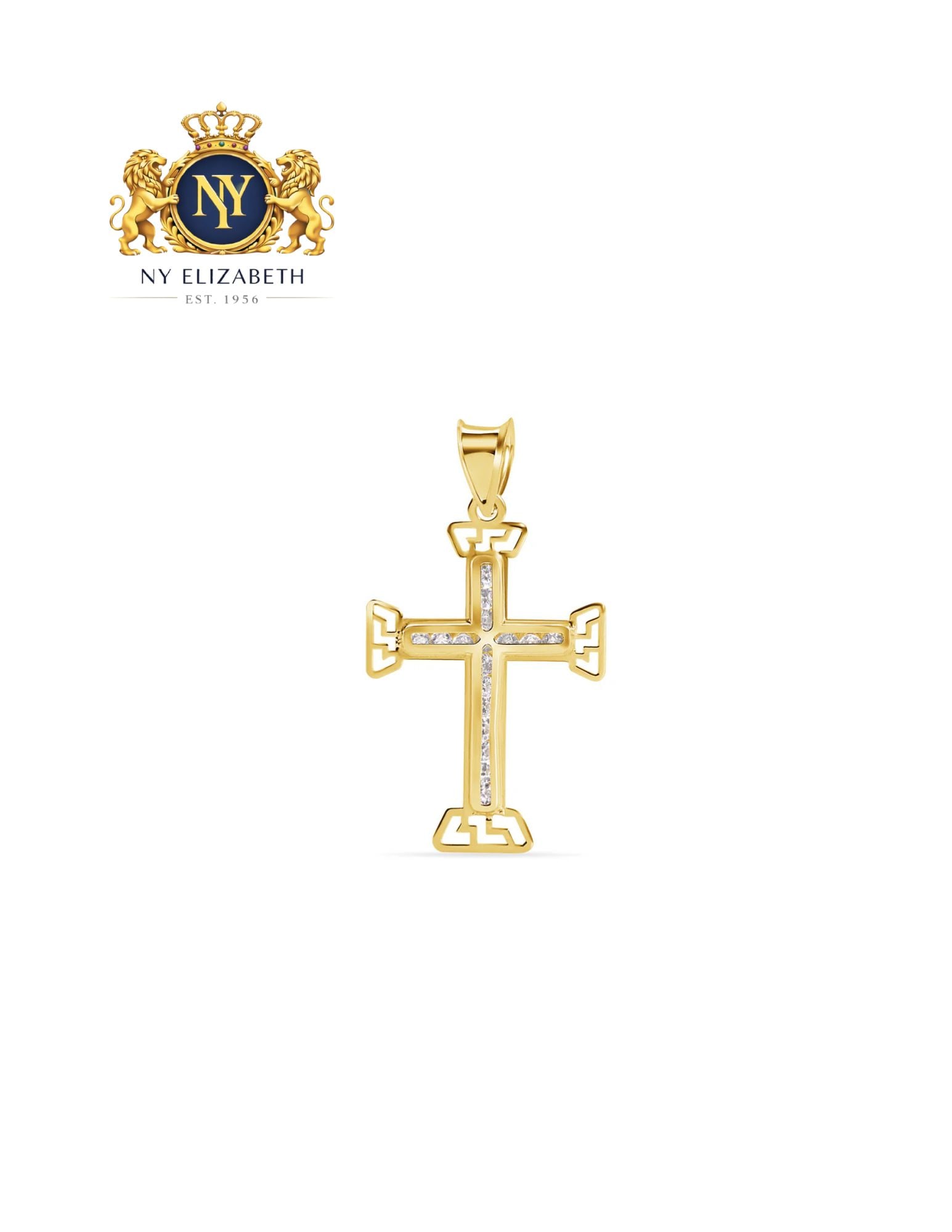 14 KARAT YELLOW GOLD MULTI FACETED CROSS CLEAR PENDANT: 14 Karat Yellow Gold Multi Faceted Cross Clear CZ Pendant Metal: 14k Gold Stone: Clear CZ Stone Dimensions: 15.9mm x 22.3mm Weight: 0.58 grams Length: None Accessories: None Notice: When p