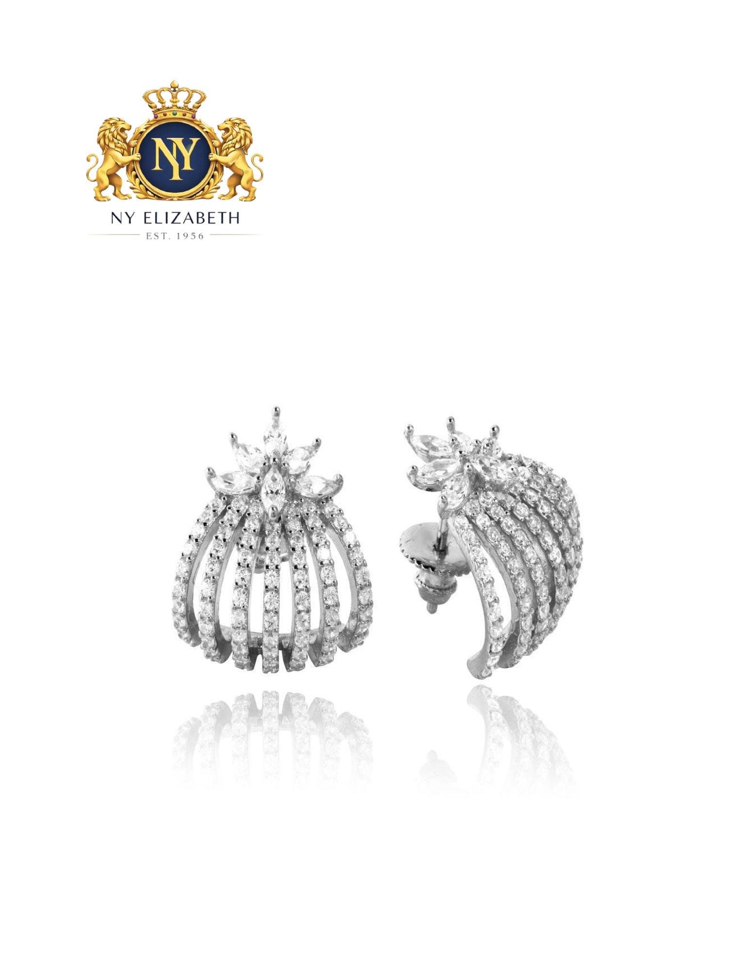 RHODIUM PLATED 925 STERLING SILVER 7 ROW HUGGING EARRING (1 of 2)