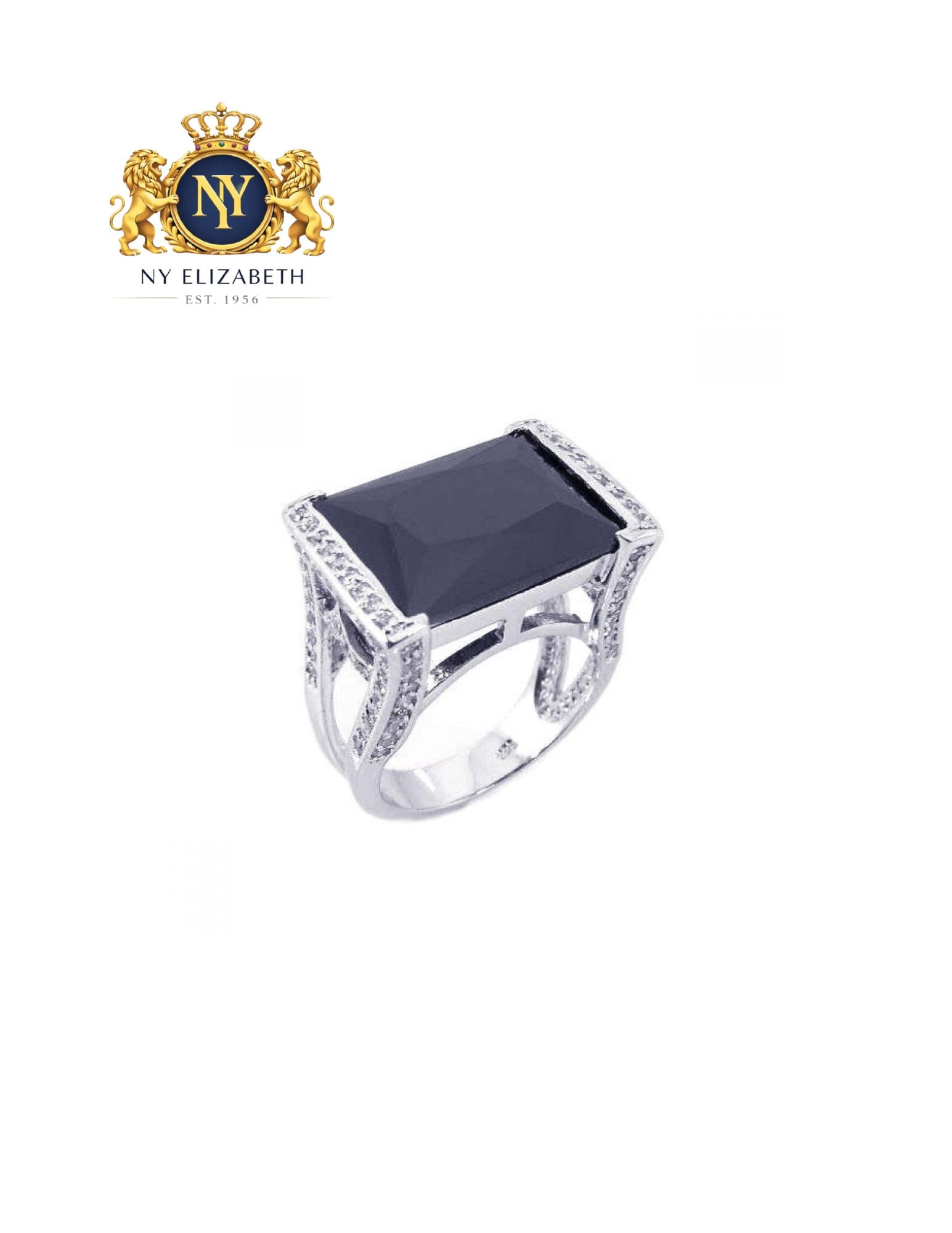 CLEARANCE - SILVER 925 RHODIUM PLATED BLACK ONYX CLEAR RING: Clearance - Silver 925 Rhodium Plated Black Onyx Clear Ring Metal: 925 Sterling Silver Plating: Nickel Free Rhodium Plated Stone: Clear CZ Ring Size:: 5 US Accessories: None Notice: When purchasing
