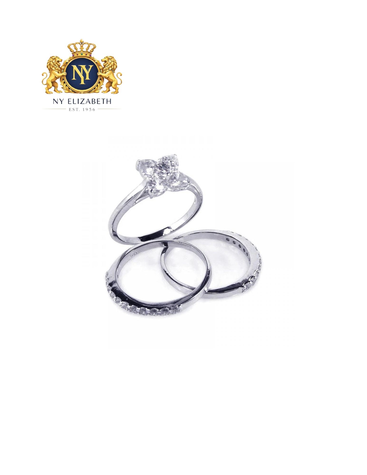 SILVER 925 RHODIUM PLATED FLOWER BRIDAL RING SET: Silver 925 Rhodium Plated Flower CZ Bridal Ring Set Metal: 925 Sterling Silver Plating: Nickel Free Rhodium Plated Stone: Clear CZ Stones Ring Size:: 6 US Accessories: None Notice: When purchasing