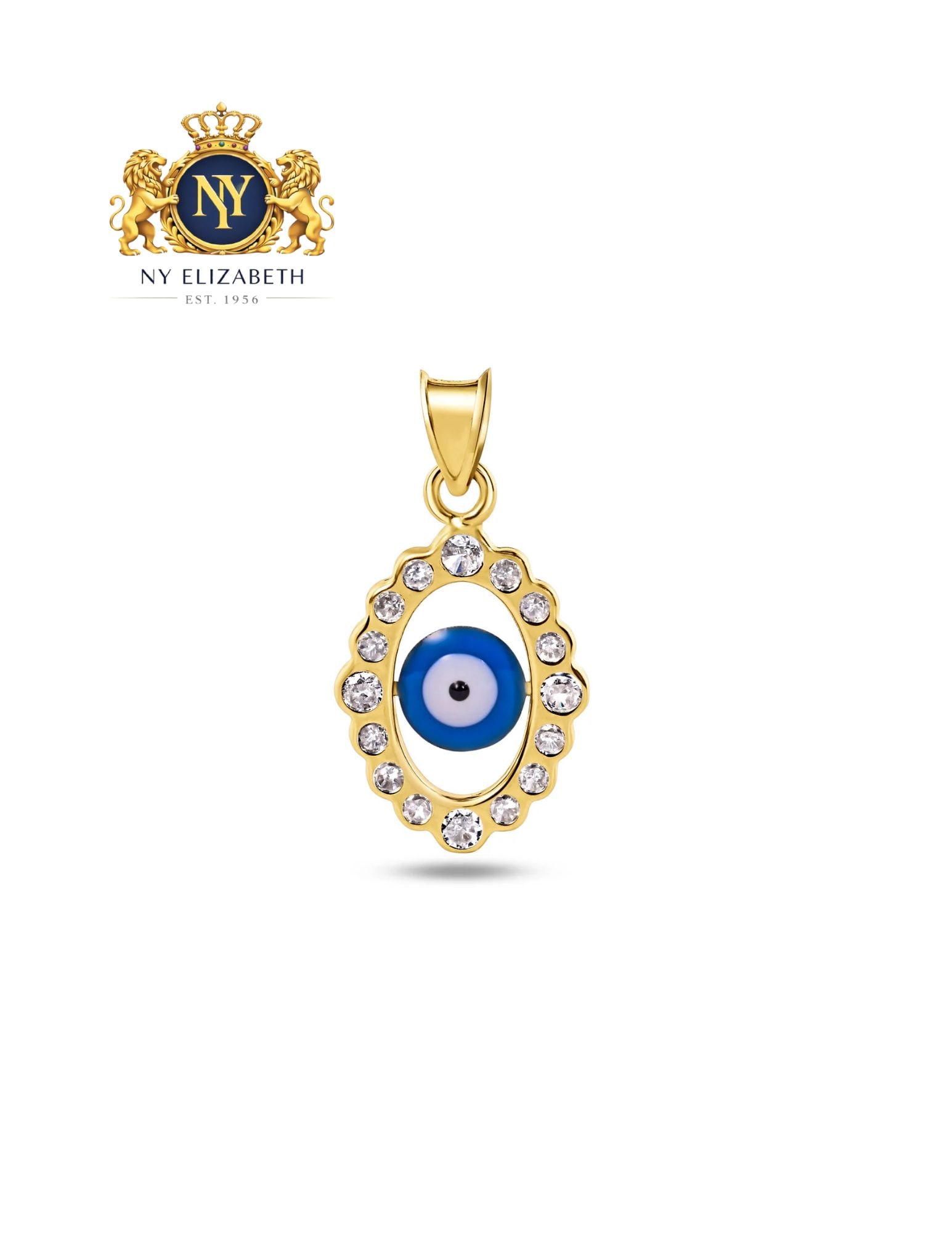 14 KARAT YELLOW GOLD EVIL EYE CLEAR PENDANT: 14 Karat Yellow Gold Evil Eye Clear CZ Pendant Metal: 14K Gold Stone: Clear CZ Stones Dimensions: 12.2mm x 19.2mm Length: None Accessories: None Notice: When purchasing pre-owned goods, please refe