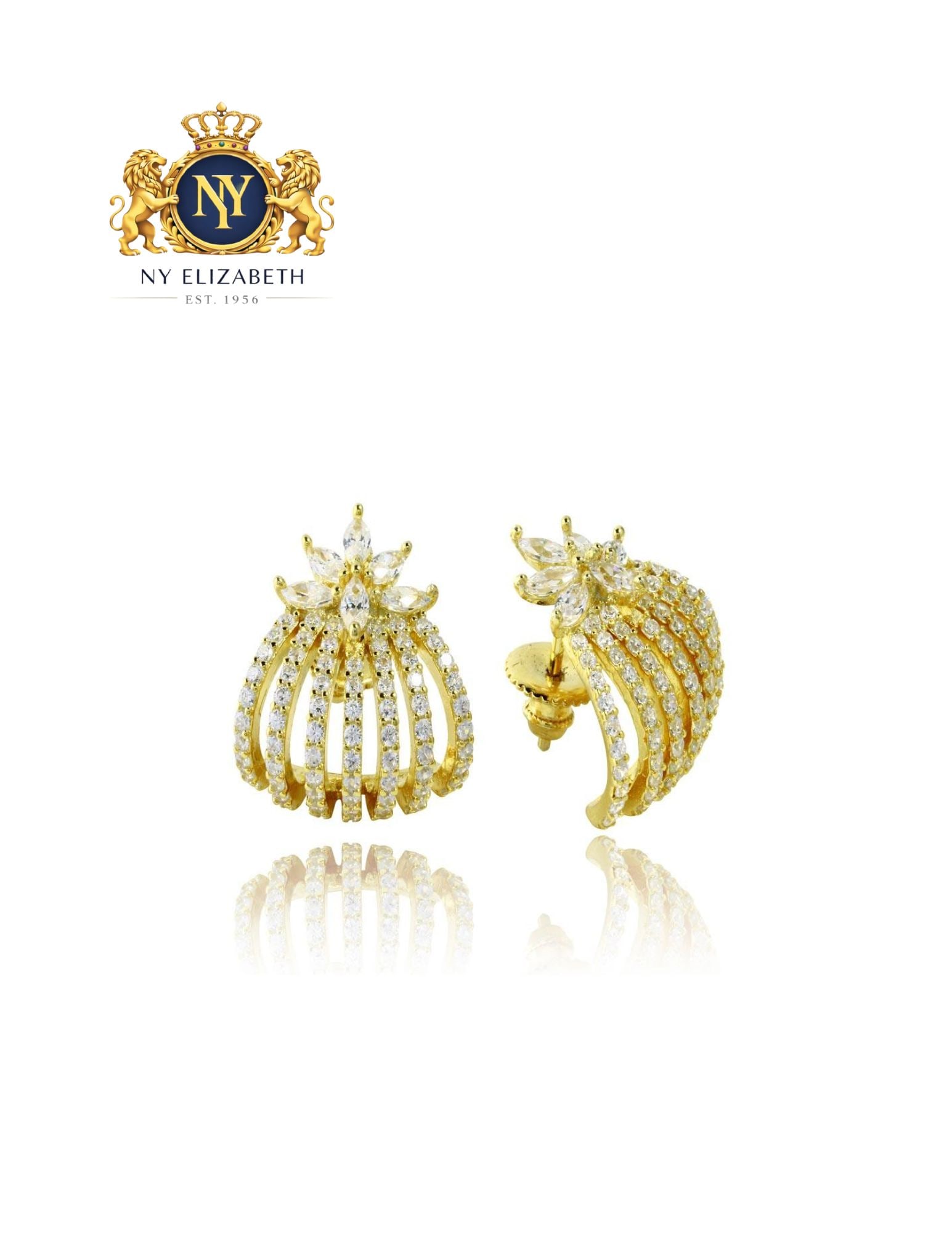GOLD PLATED 925 STERLING SILVER 7 ROW HUGGING EARRING (1 of 2)