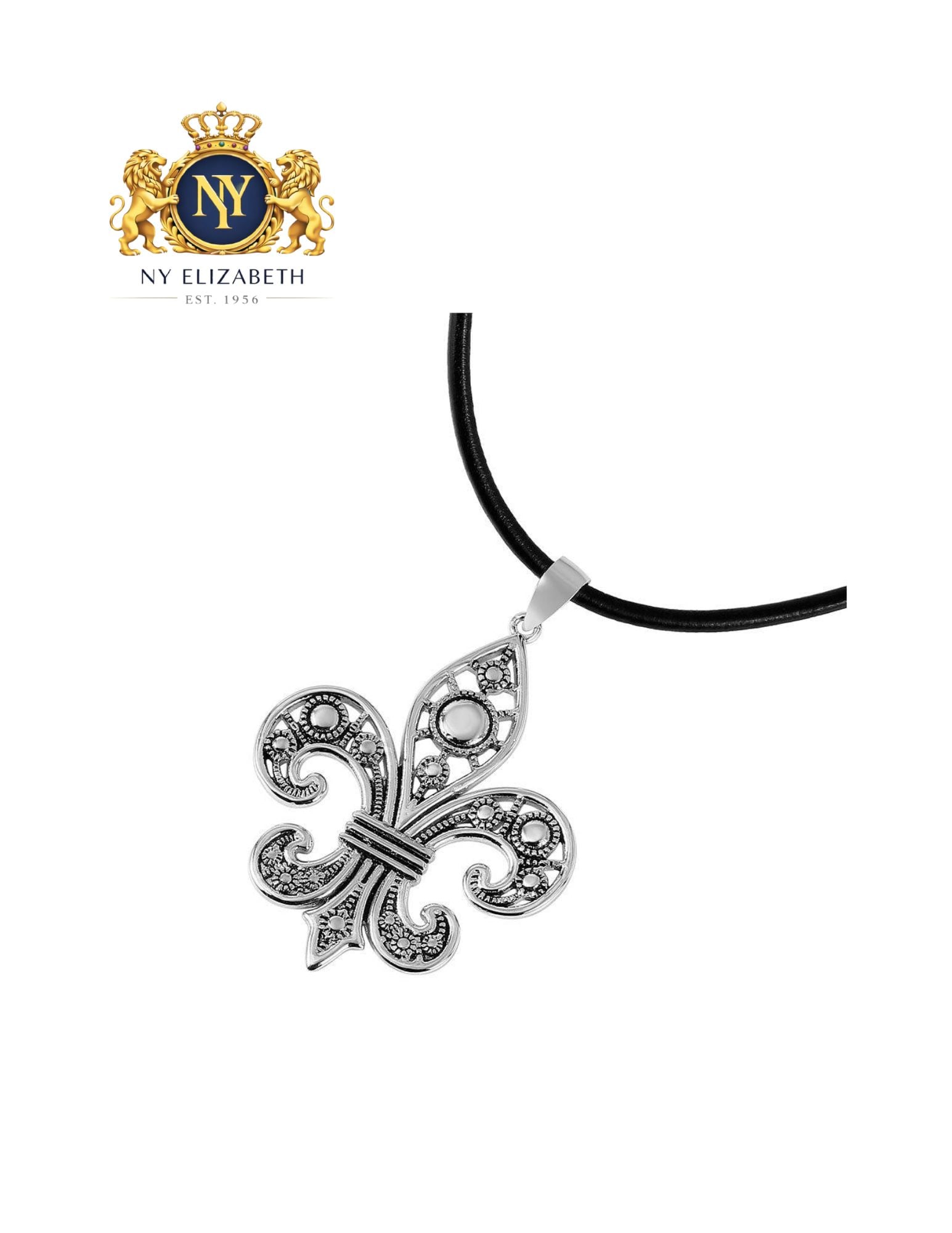 SILVER 925 RHODIUM PLATED PENDANT WITH LEATHER CORD: Silver 925 Rhodium Plated Pendant with Leather Cord Metal: 925 Sterling Silver Plating: Nickel Free Rhodium Plated Dimensions: 44.2mm x 30.2mm Length: 16 + 2 inch Extension Leather Cord Accessories: N