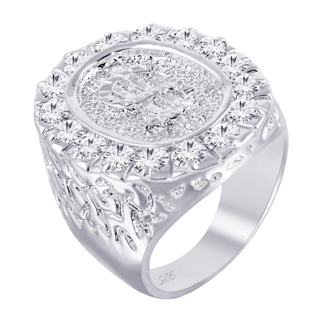 CLEARANCE-RHODIUM PLATED 925 STERLING SILVER RING WITH CZ: Clearance-Rhodium Plated 925 Sterling Silver Ring with CZ Metal: 928 Sterling Silver Plating: Nickel Free Rhodium Plated Stone: Cubic Zirconia Stones Ring Size:: 8 US Accessories: None Notice: When