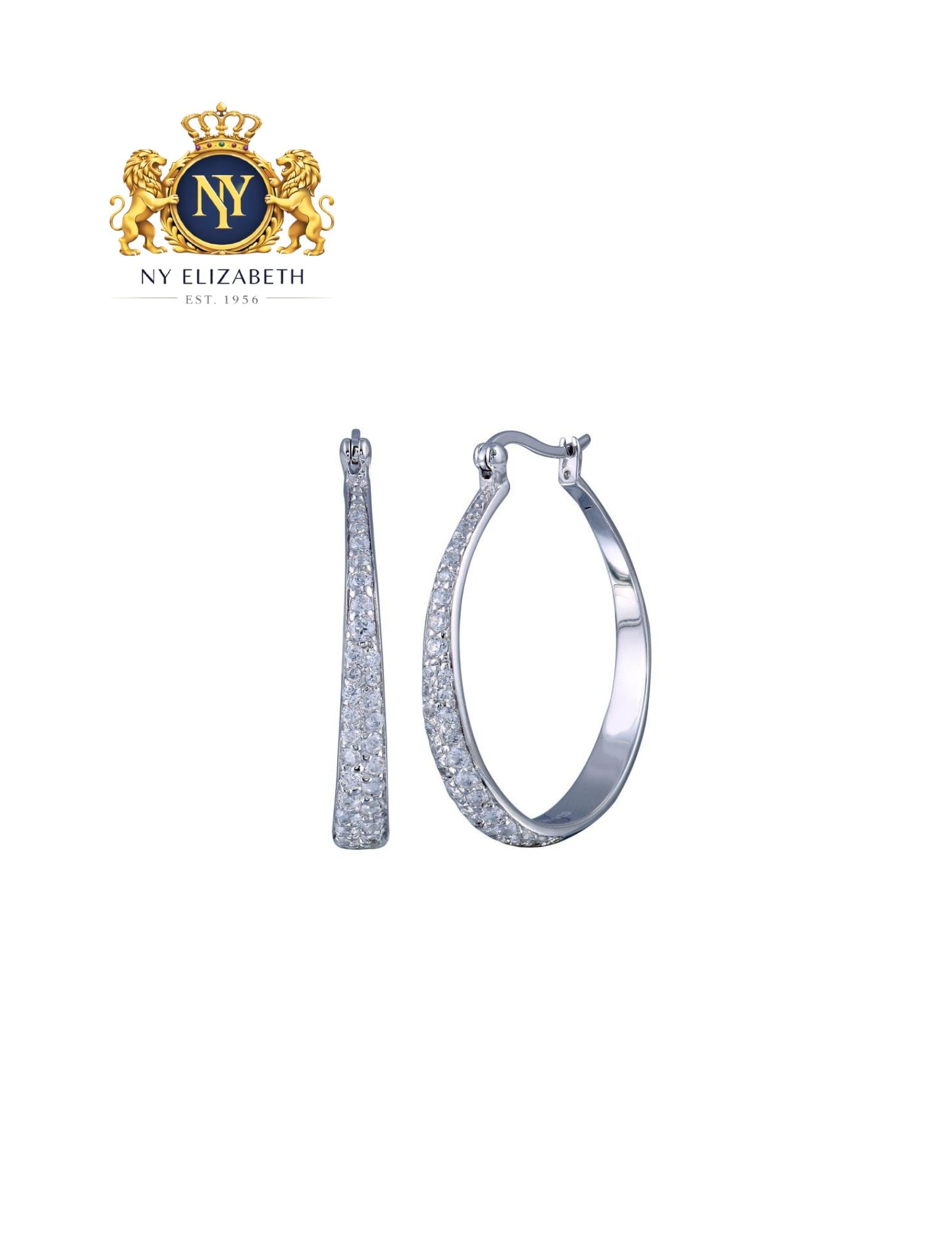 SILVER 925 RHODIUM PLATED ROUND HOOP EARRINGS: Silver 925 Rhodium Plated Round CZ Hoop Earrings Metal: 925 Sterling Silver Plating: Nickel Free Rhodium Plated Stone: CZ stones Length: None Accessories: None Notice: When purchasing pre-owned