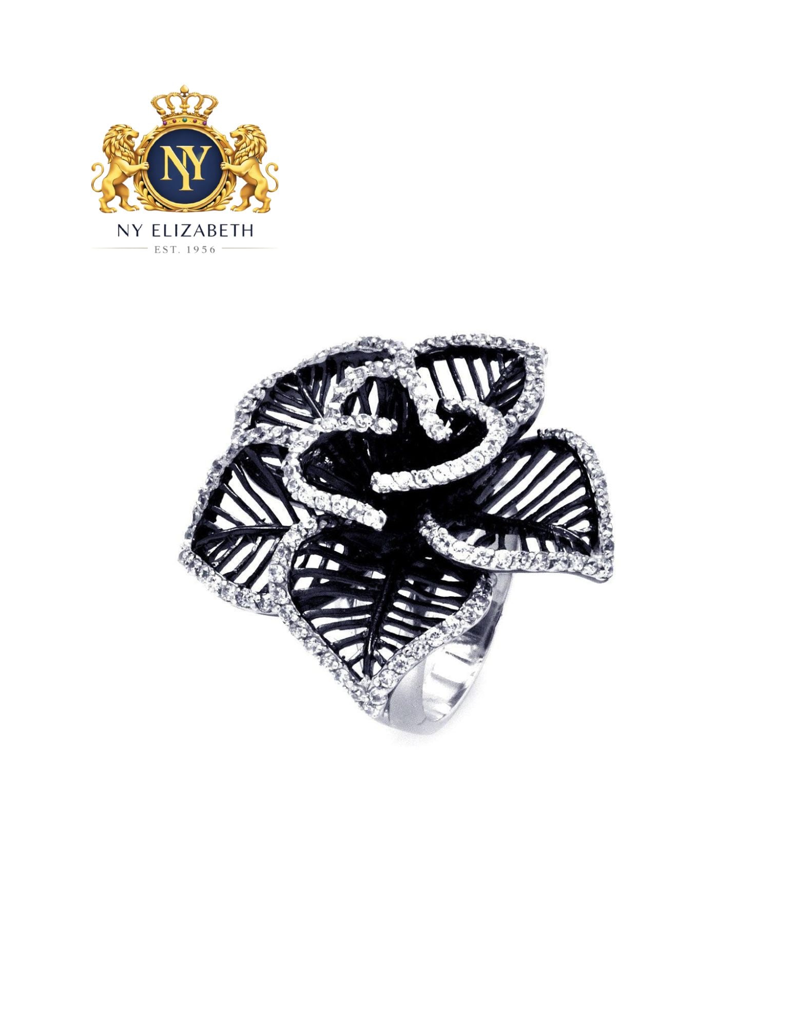 CLEARANCE - SILVER 925 BLACK RHODIUM PLATED 2 TONED CLEAR FLOWER RING: Clearance - Silver 925 Black Rhodium Plated 2 Toned Clear CZ Flower Ring Metal: 925 Sterling Silver Plating: Nickel Free Rhodium Plated Stone: CZ Stones Ring Size:: 7 US Accessories: None Notice: W