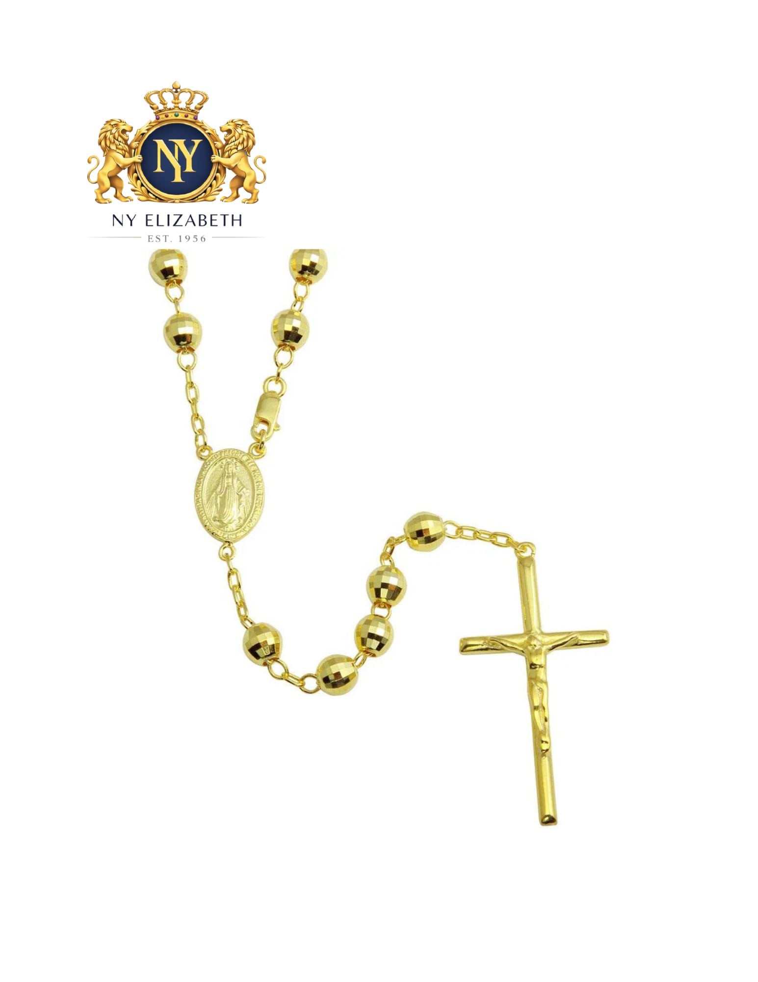 GOLD PLATED 925 STERLING SILVER DIAMOND CUT ROSARY: Gold Plated 925 Sterling Silver Diamond Cut Rosary Metal: 925 Sterling Silver Plating: Nickel Free Gold Plated Length: 26 Inches Accessories: None Notice: When purchasing pre-owned goods, please refer